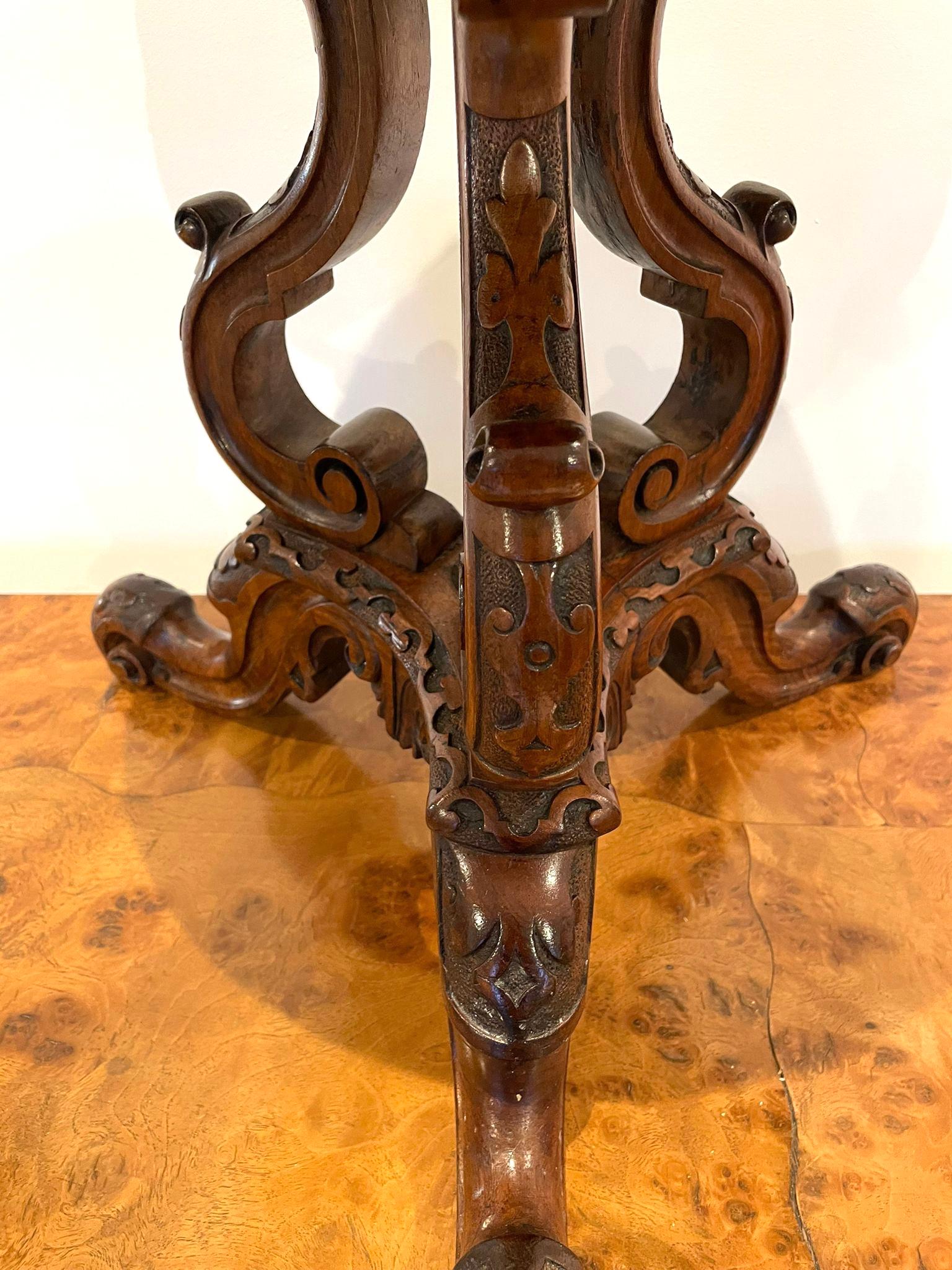 Outstanding Quality Antique Victorian Carved Walnut Stool For Sale 7