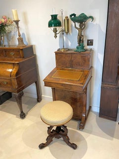 Outstanding Quality Antique Victorian Carved Walnut Stool