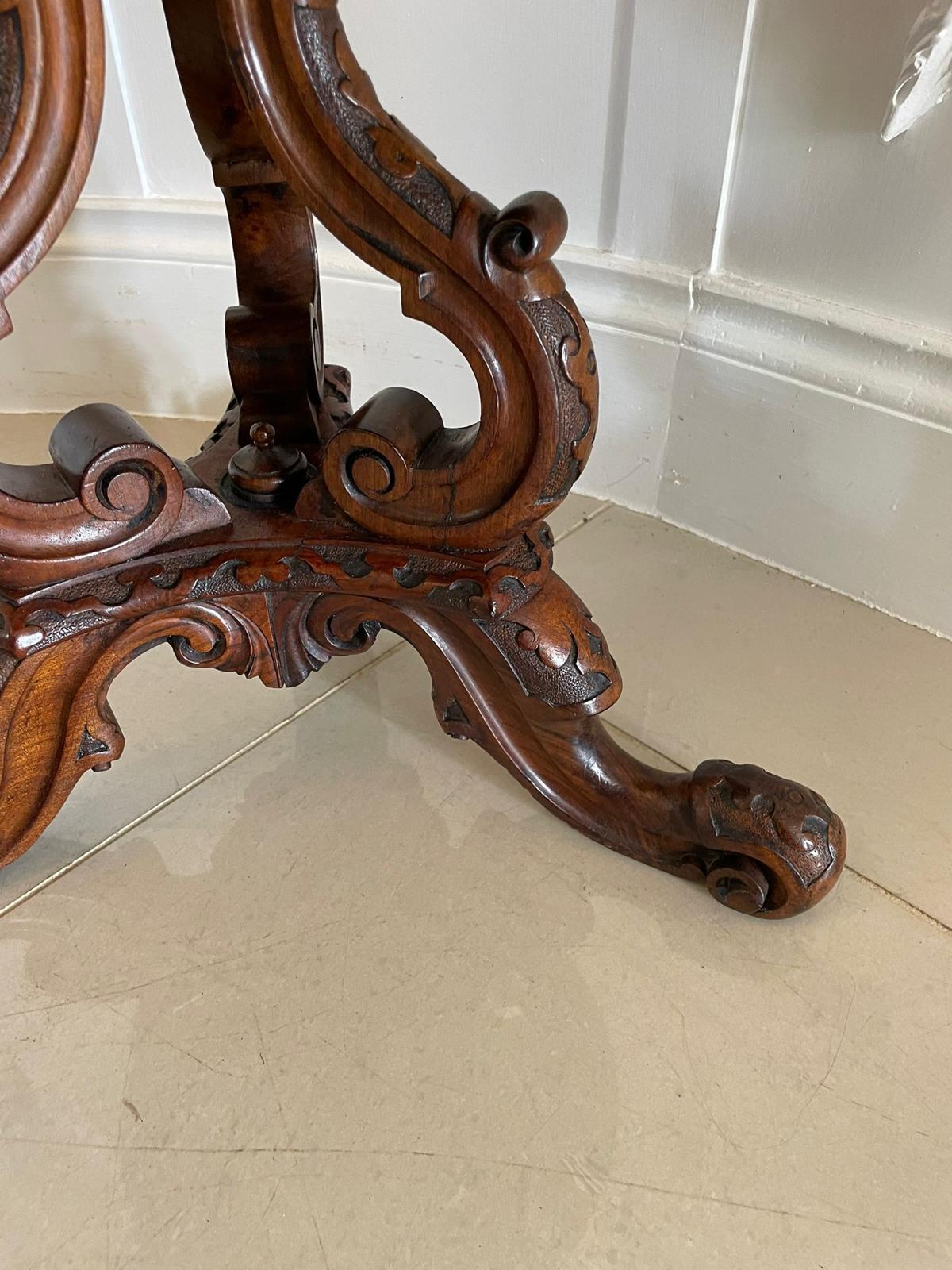 Outstanding Quality Antique Victorian Carved Walnut Stool In Good Condition For Sale In Suffolk, GB