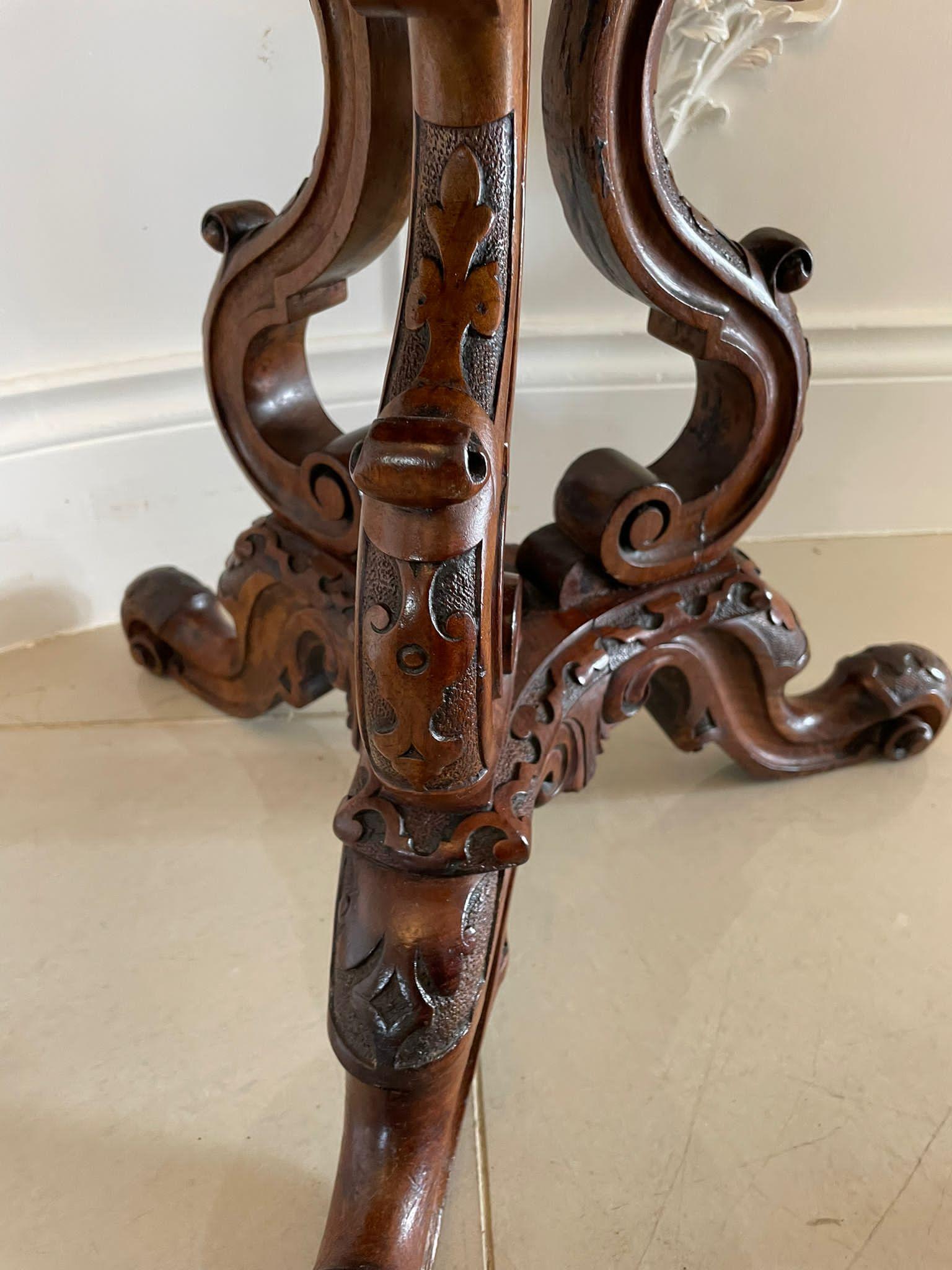 Outstanding Quality Antique Victorian Carved Walnut Stool For Sale 1