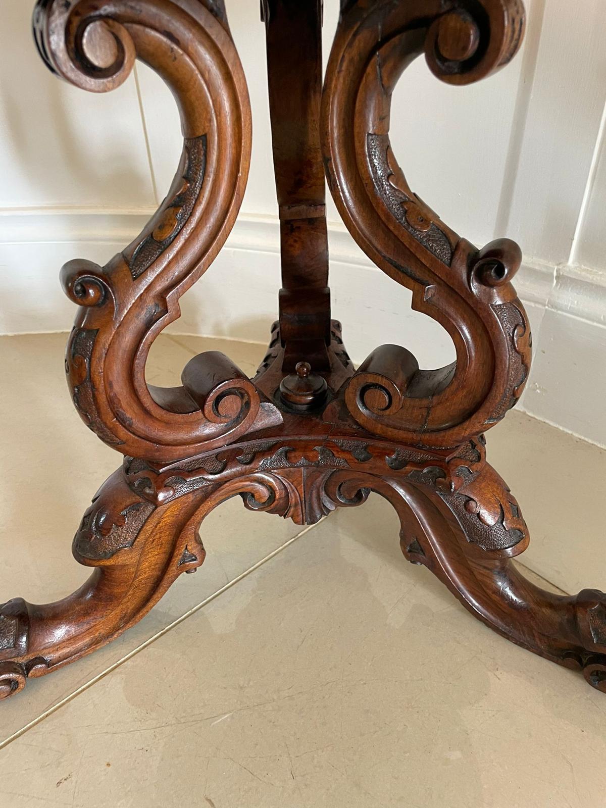 Outstanding Quality Antique Victorian Carved Walnut Stool For Sale 2