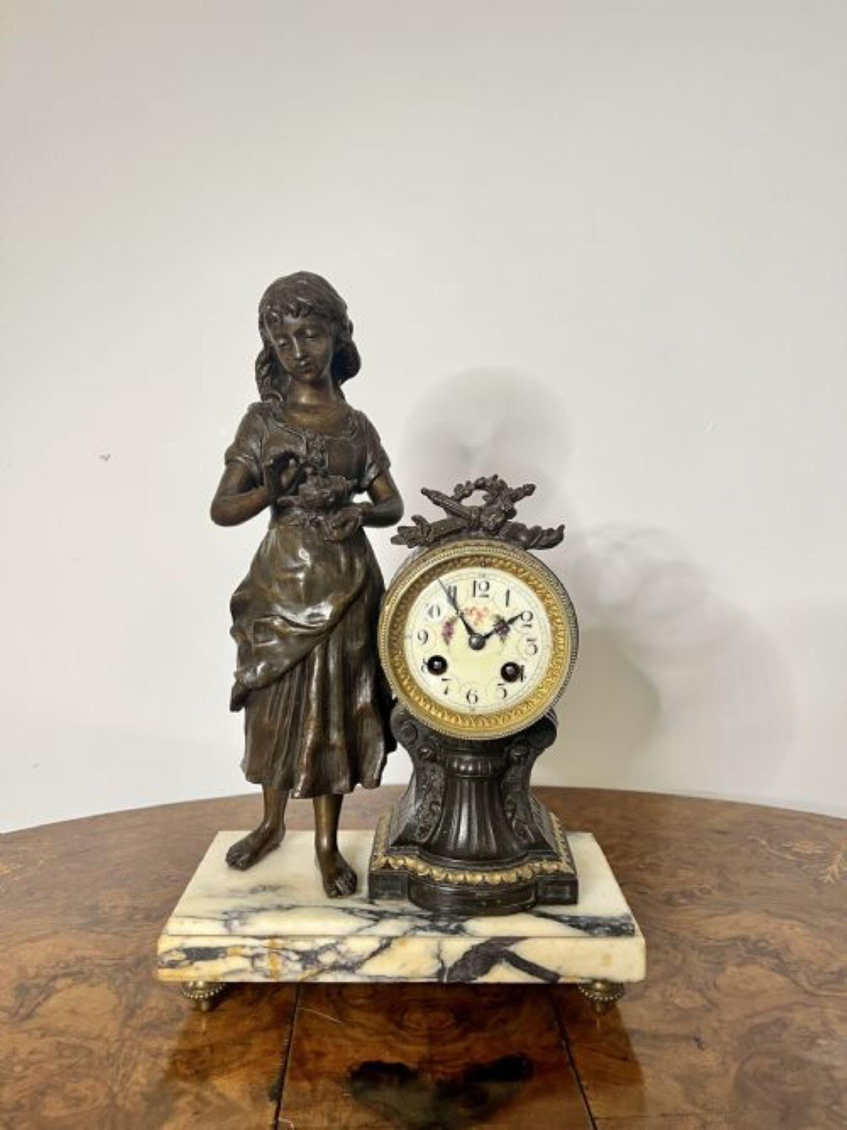 Brass Outstanding quality antique Victorian clock garniture  For Sale