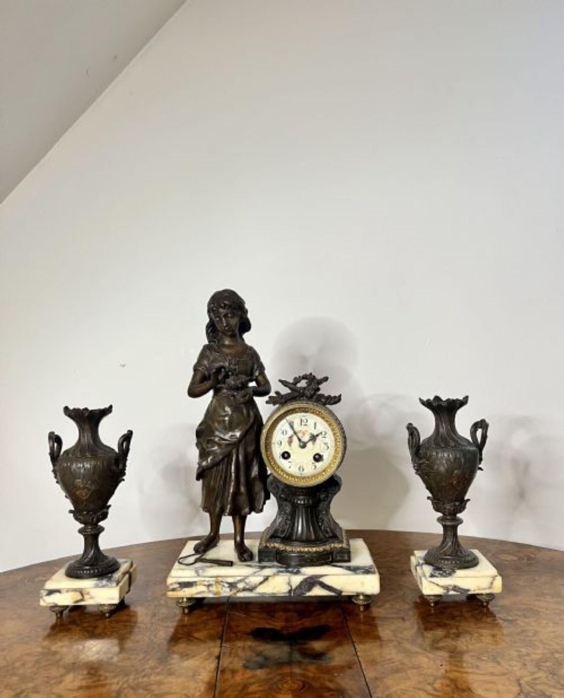 Outstanding quality antique Victorian clock garniture  For Sale 1