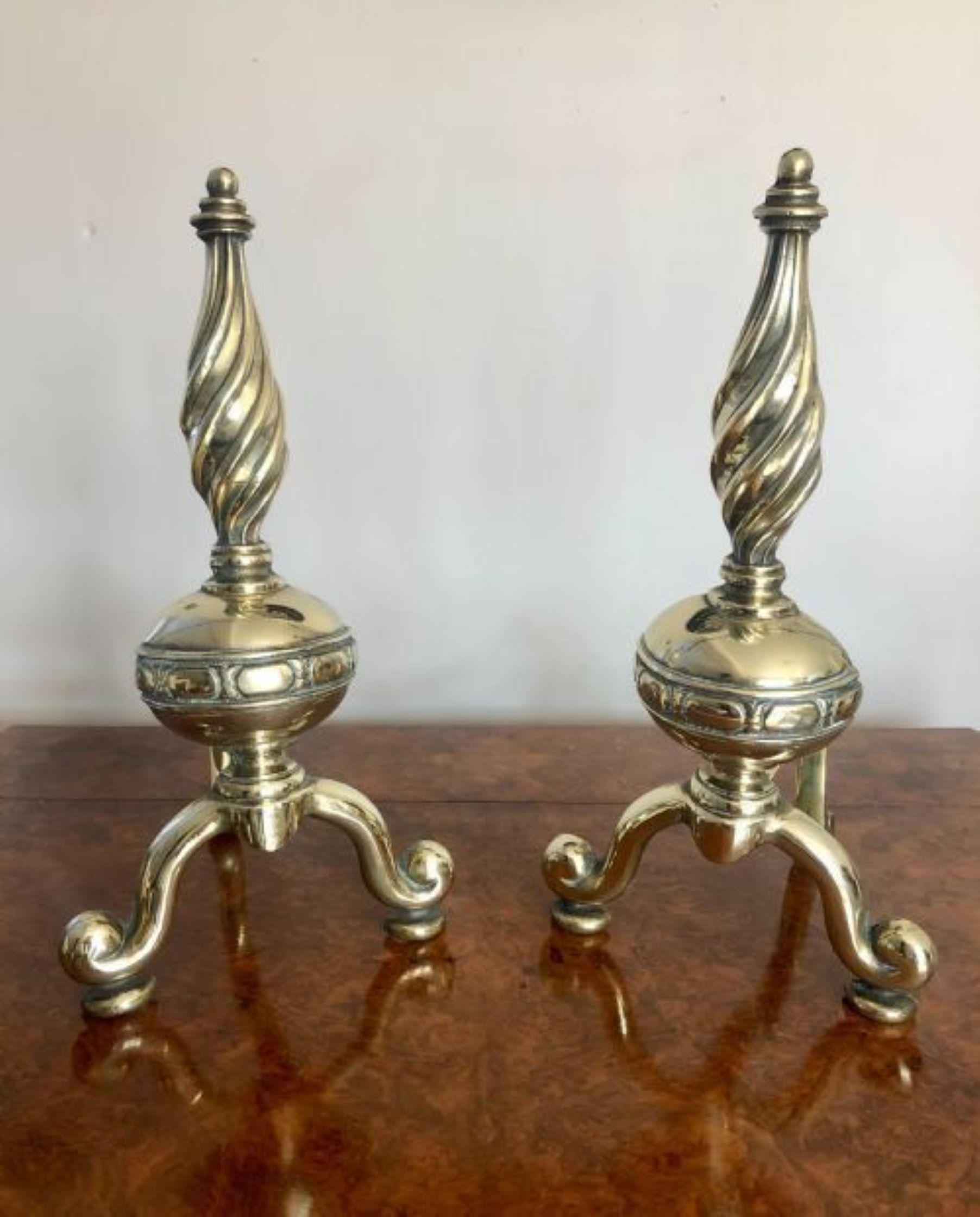 Outstanding Quality Antique Victorian Fire Dogs In Good Condition For Sale In Ipswich, GB