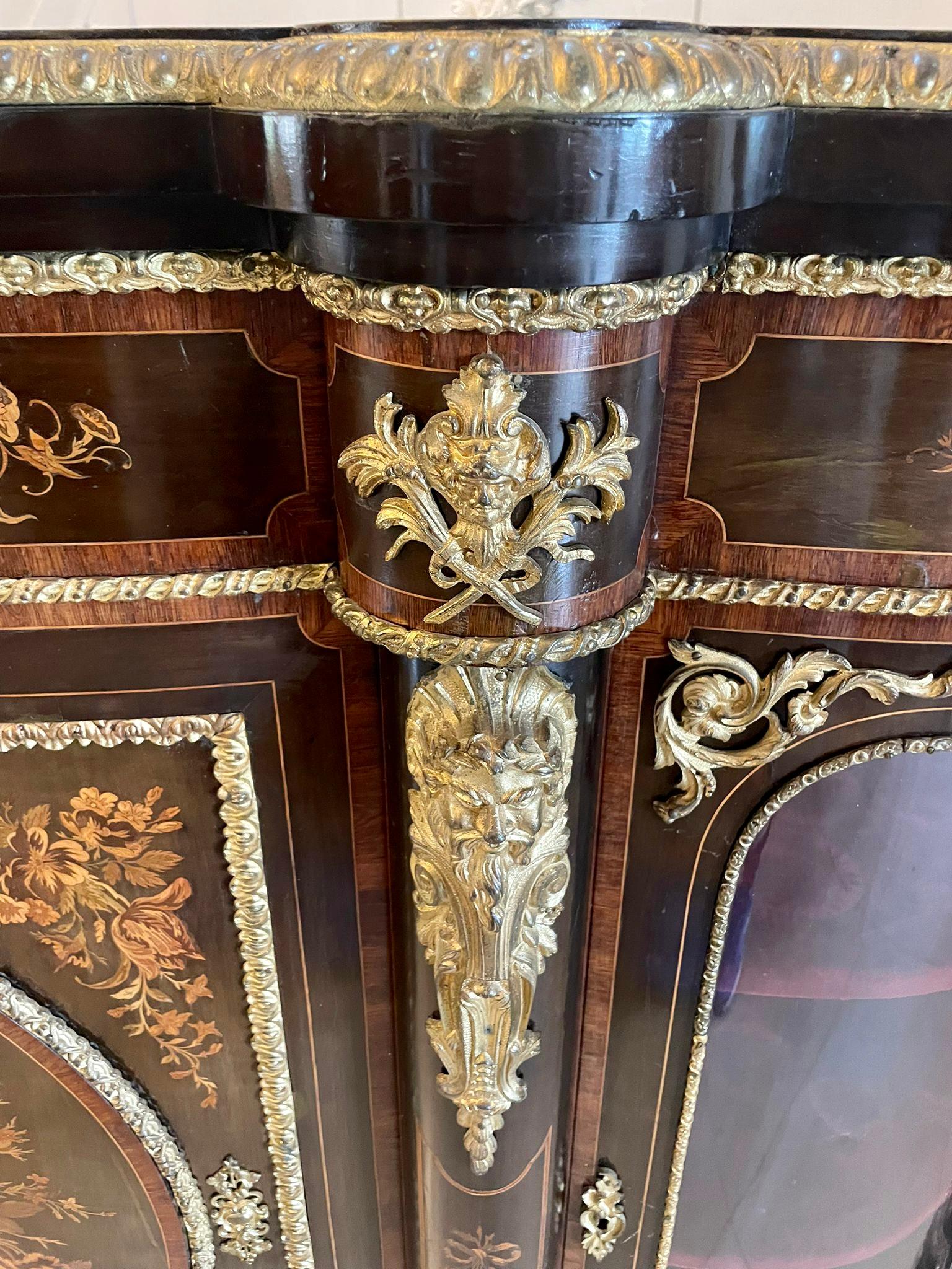 19th Century Outstanding Antique Victorian Floral Marquetry Ormolu Mounted Credenza/Sideboard For Sale