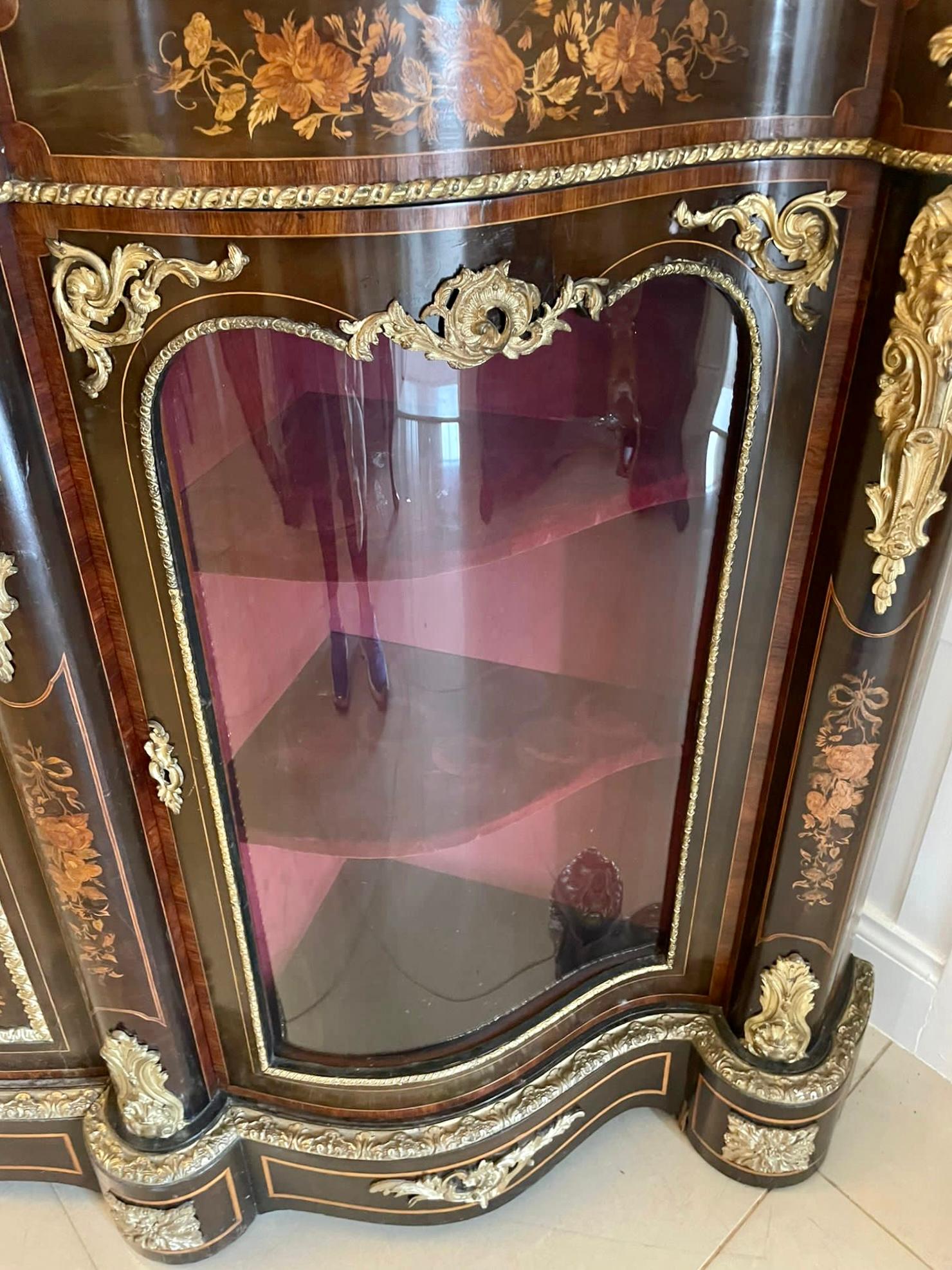 Other Outstanding Antique Victorian Floral Marquetry Ormolu Mounted Credenza/Sideboard For Sale