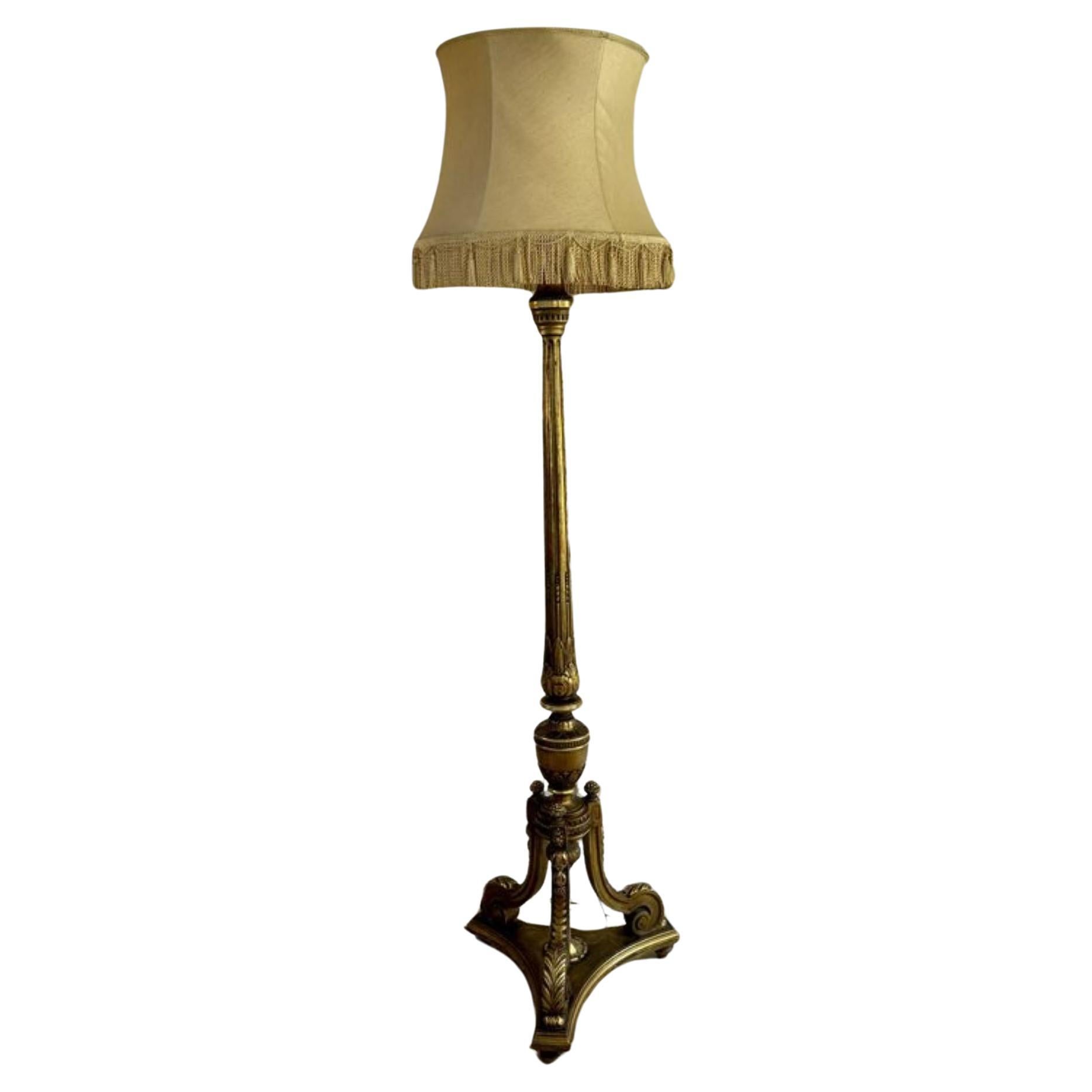 Outstanding quality antique Victorian French carved gilded standard lamp