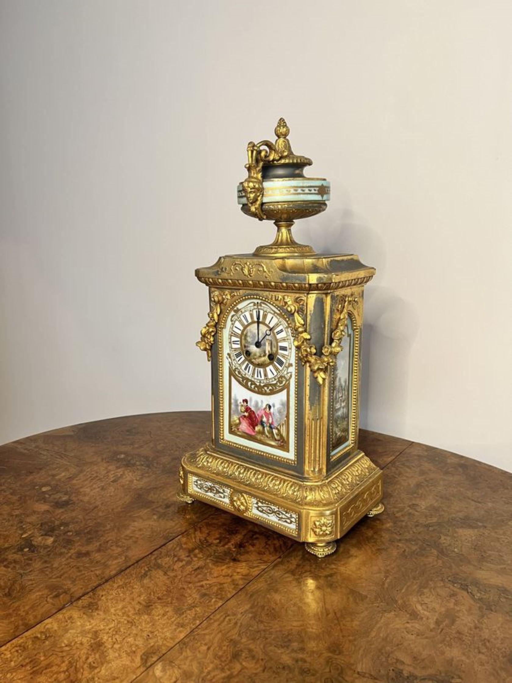 Outstanding quality antique Victorian French mantle clock garniture set  For Sale 9