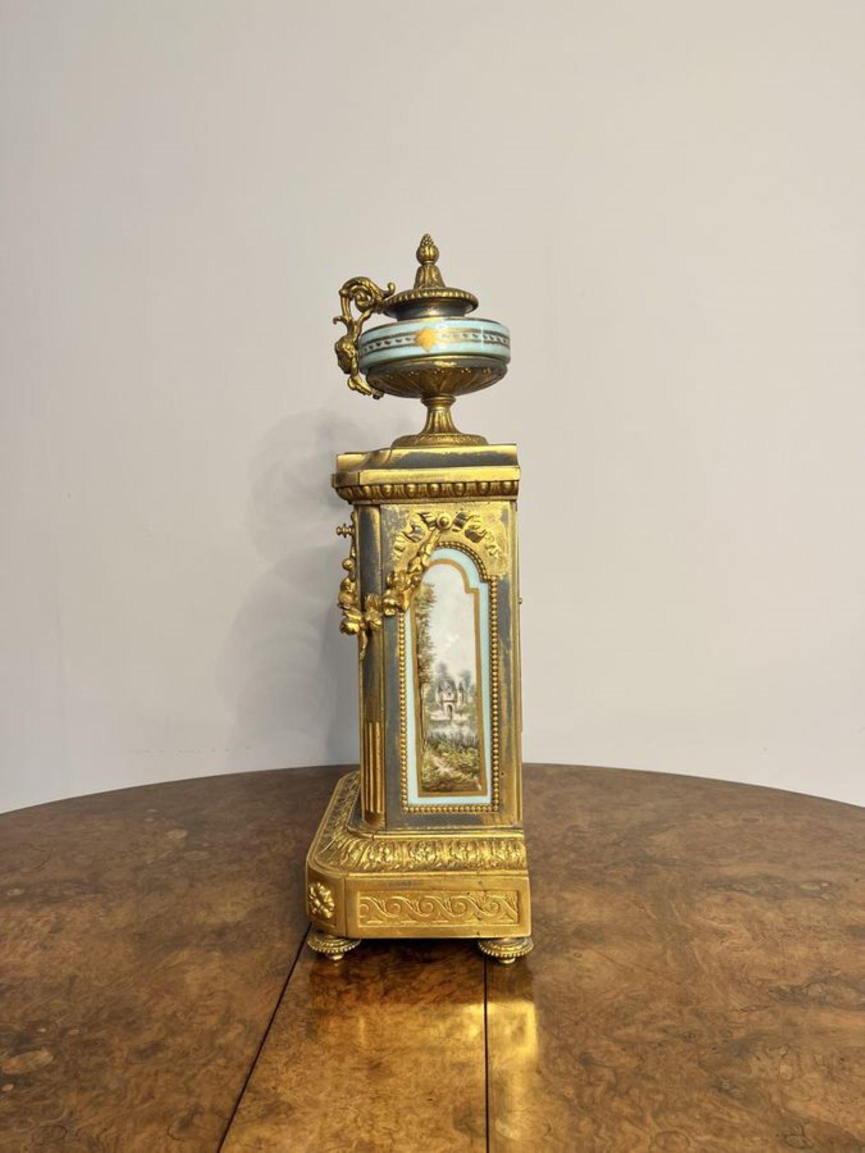 Outstanding quality antique Victorian French mantle clock garniture set  In Good Condition For Sale In Ipswich, GB