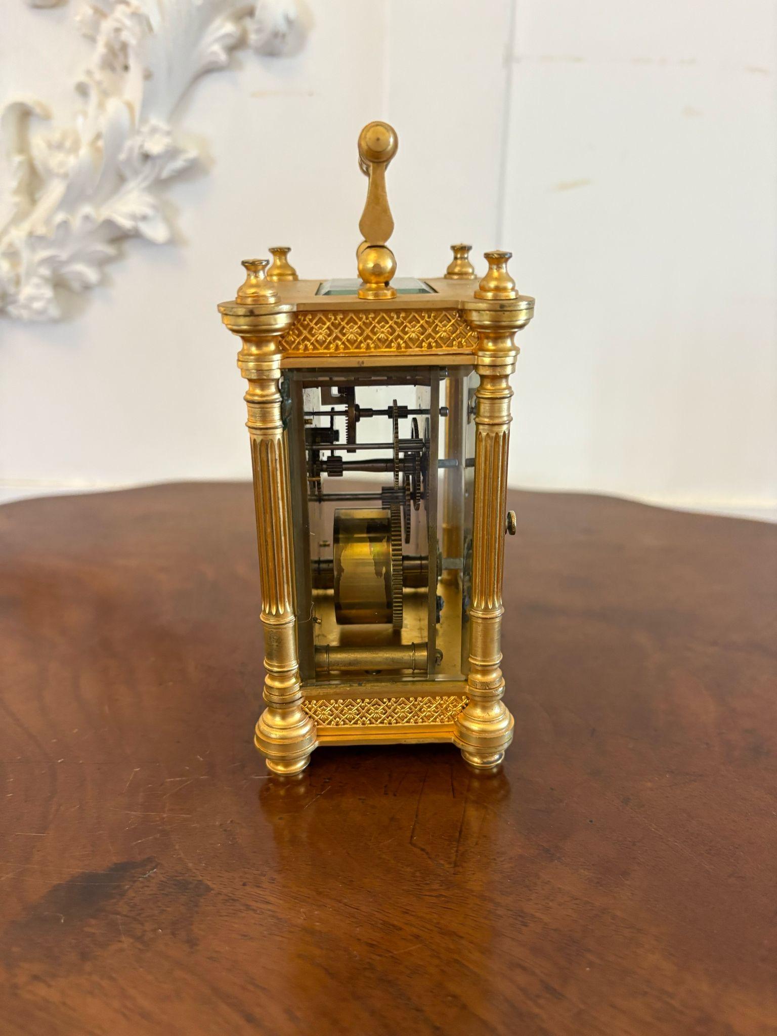 Outstanding Quality Antique Victorian Gilded French Carriage Clock For Sale 1