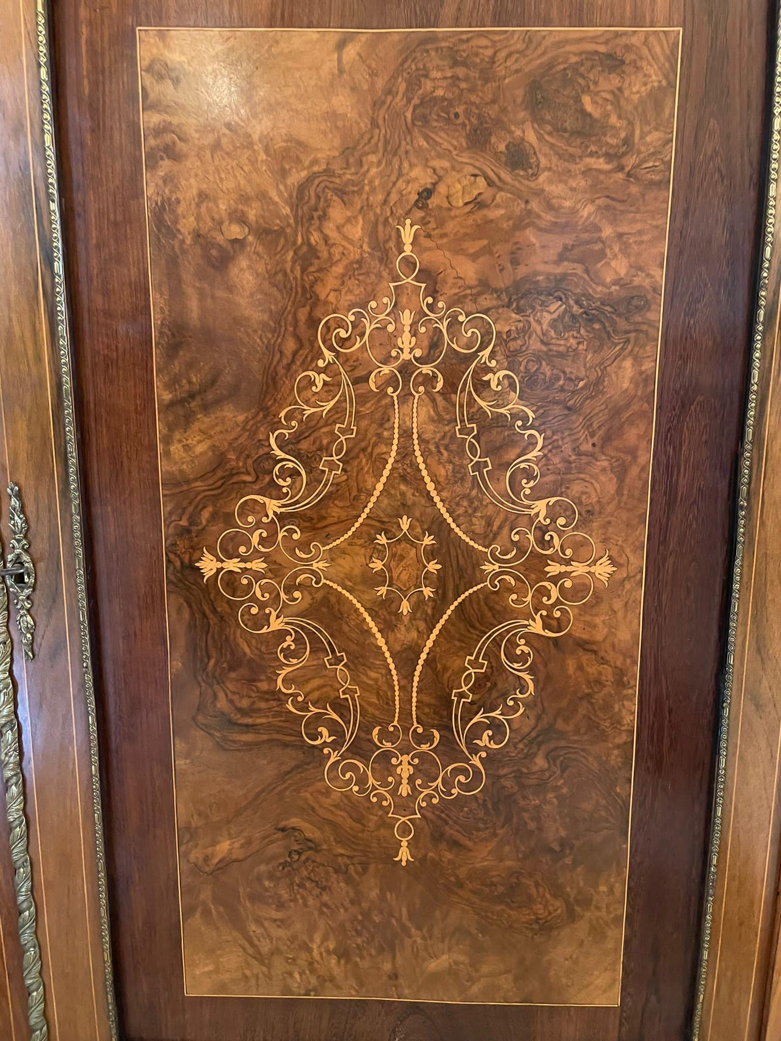 Outstanding Quality Antique Victorian Inlaid Burr Walnut Side Cabinet 9