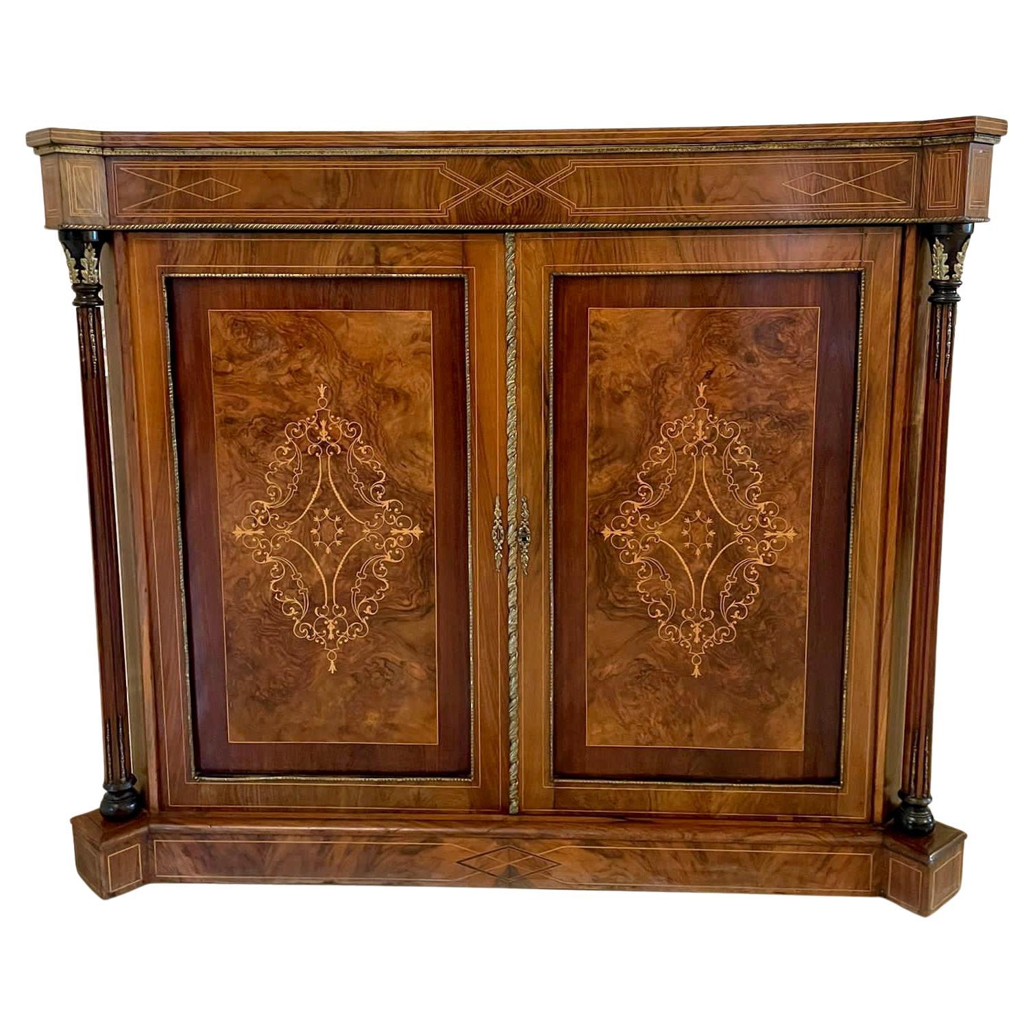 Outstanding Quality Antique Victorian Inlaid Burr Walnut Side Cabinet