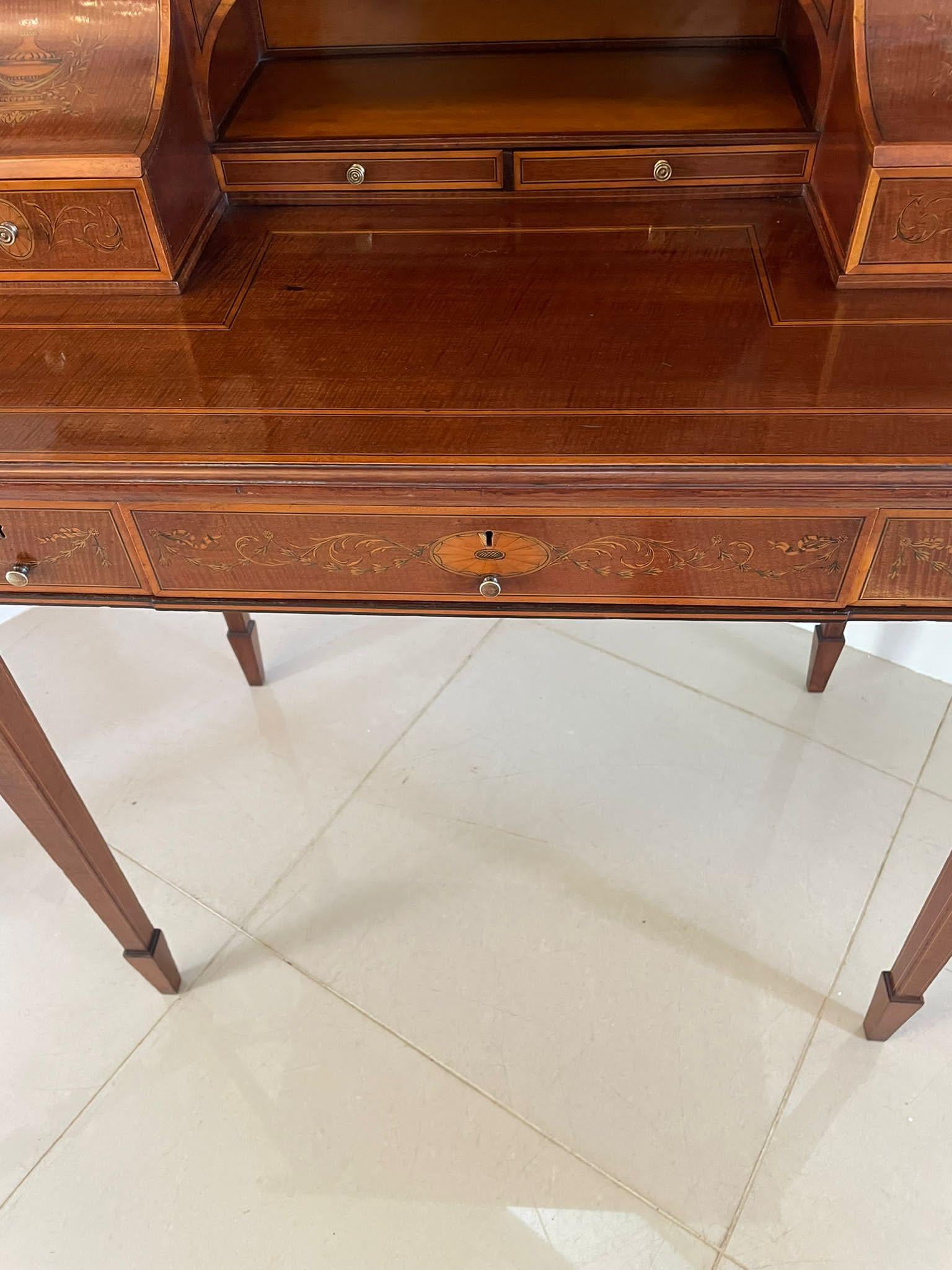 Outstanding Quality Antique Victorian Inlaid Mahogany Freestanding Desk For Sale 6