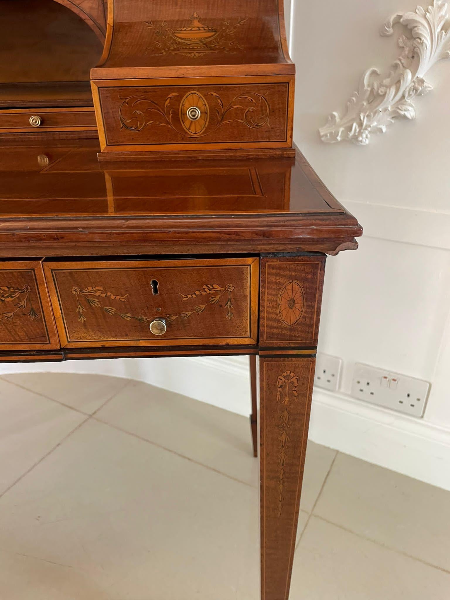 Outstanding Quality Antique Victorian Inlaid Mahogany Freestanding Desk For Sale 7