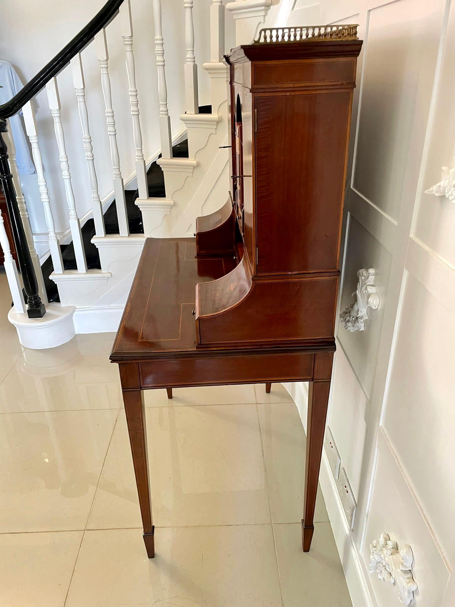 Late 19th Century Outstanding Quality Antique Victorian Inlaid Mahogany Freestanding Desk For Sale