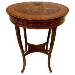 Outstanding Quality Antique Victorian Inlaid Mahogany Lamp Table