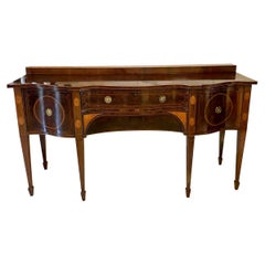 Outstanding Quality Antique Victorian Inlaid Mahogany Serpentine Shaped Sidebo