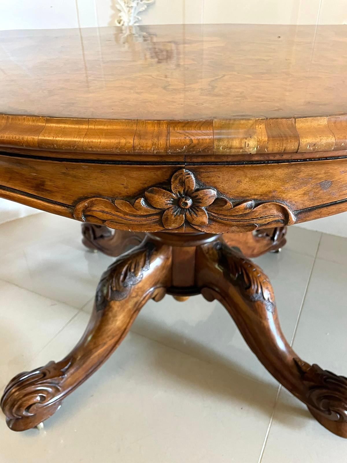 Outstanding Quality Antique Victorian Large Carved Burr Walnut Centre Table For Sale 5