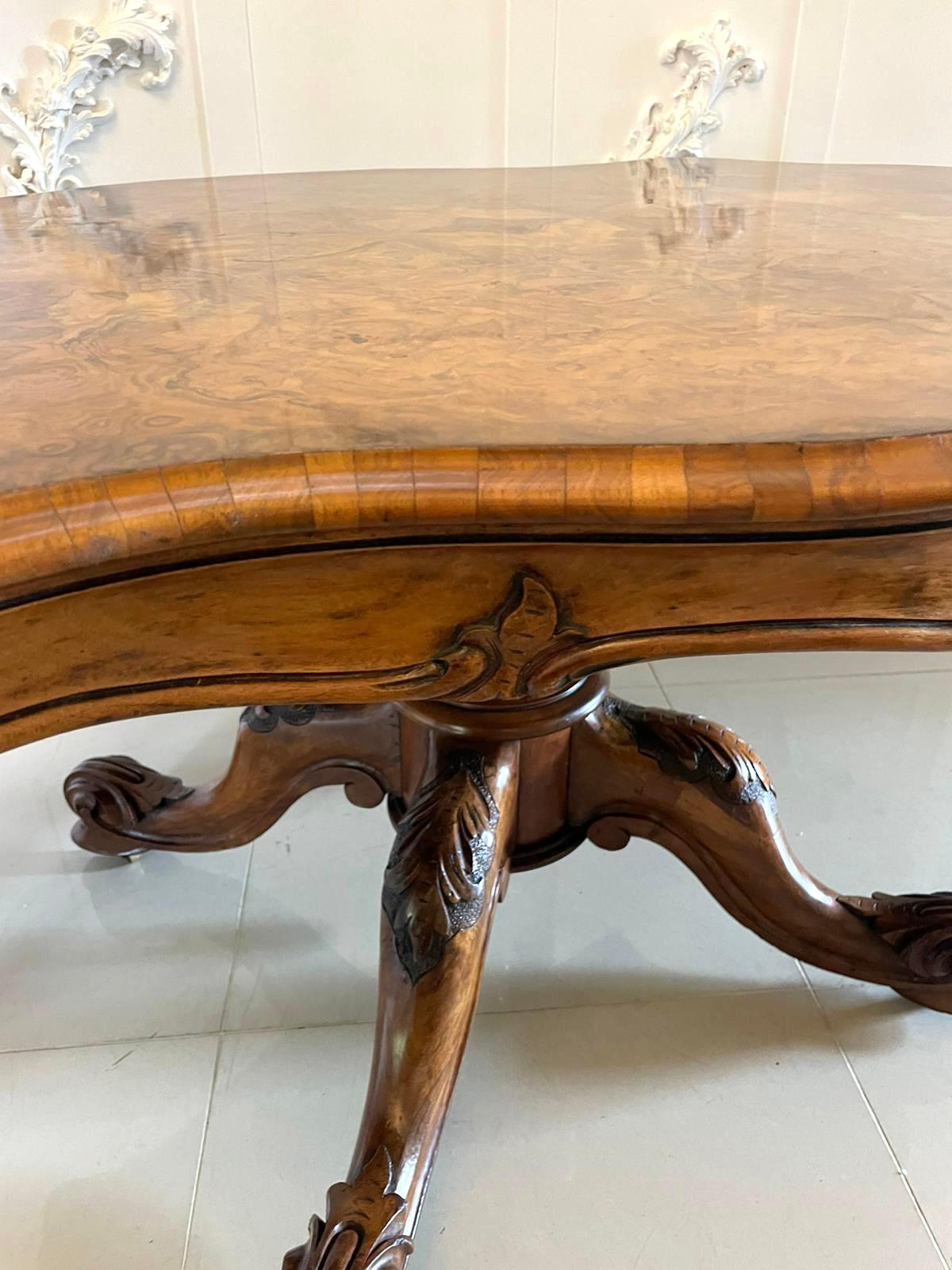 Outstanding Quality Antique Victorian Large Carved Burr Walnut Centre Table For Sale 6