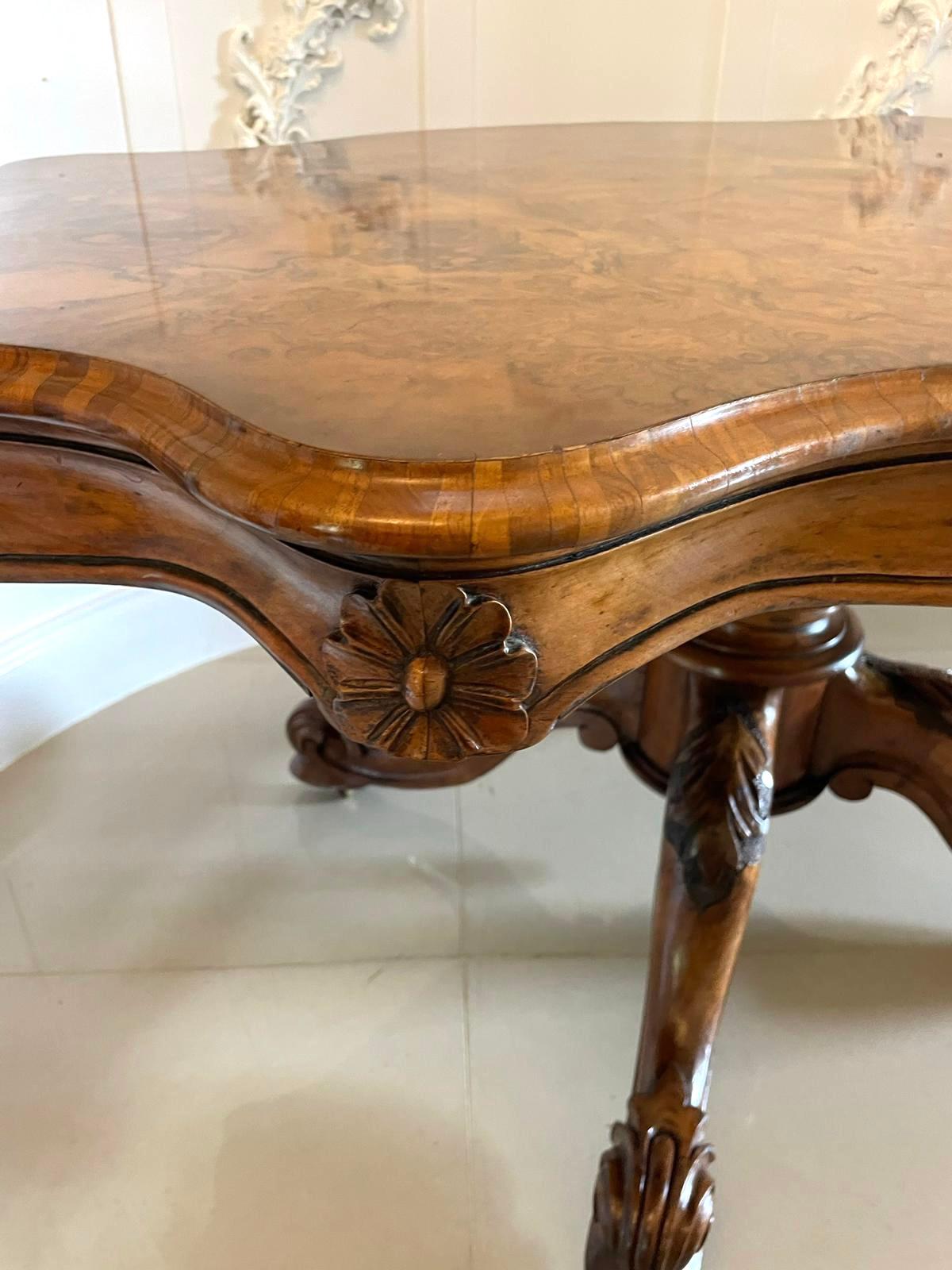 Outstanding Quality Antique Victorian Large Carved Burr Walnut Centre Table For Sale 7