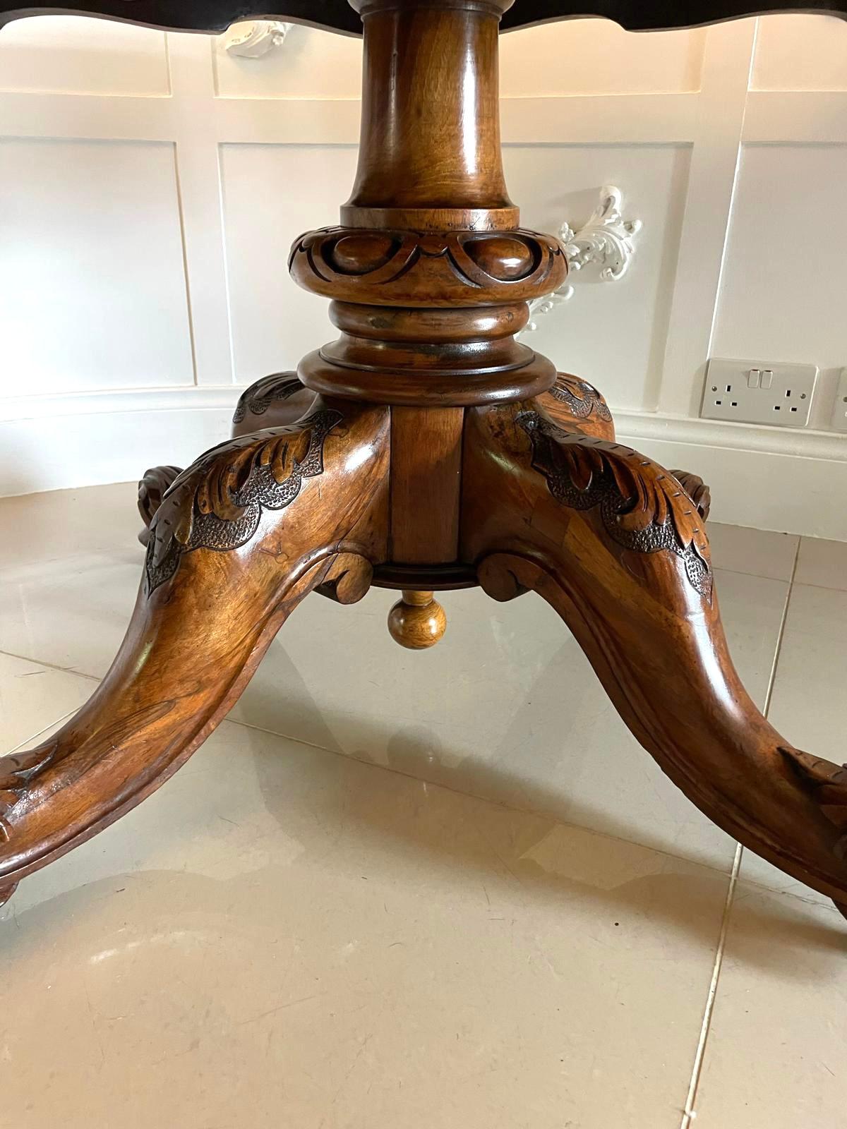 Outstanding Quality Antique Victorian Large Carved Burr Walnut Centre Table For Sale 8