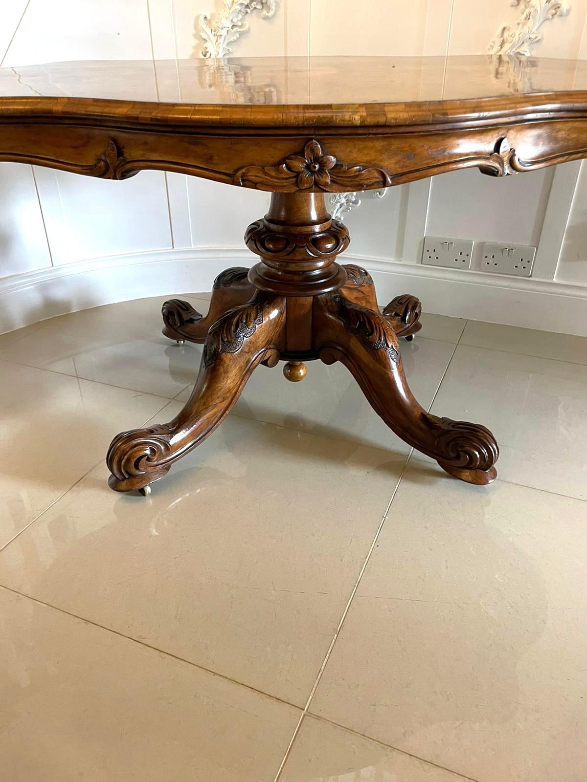Outstanding Quality Antique Victorian Large Carved Burr Walnut Centre Table For Sale 12