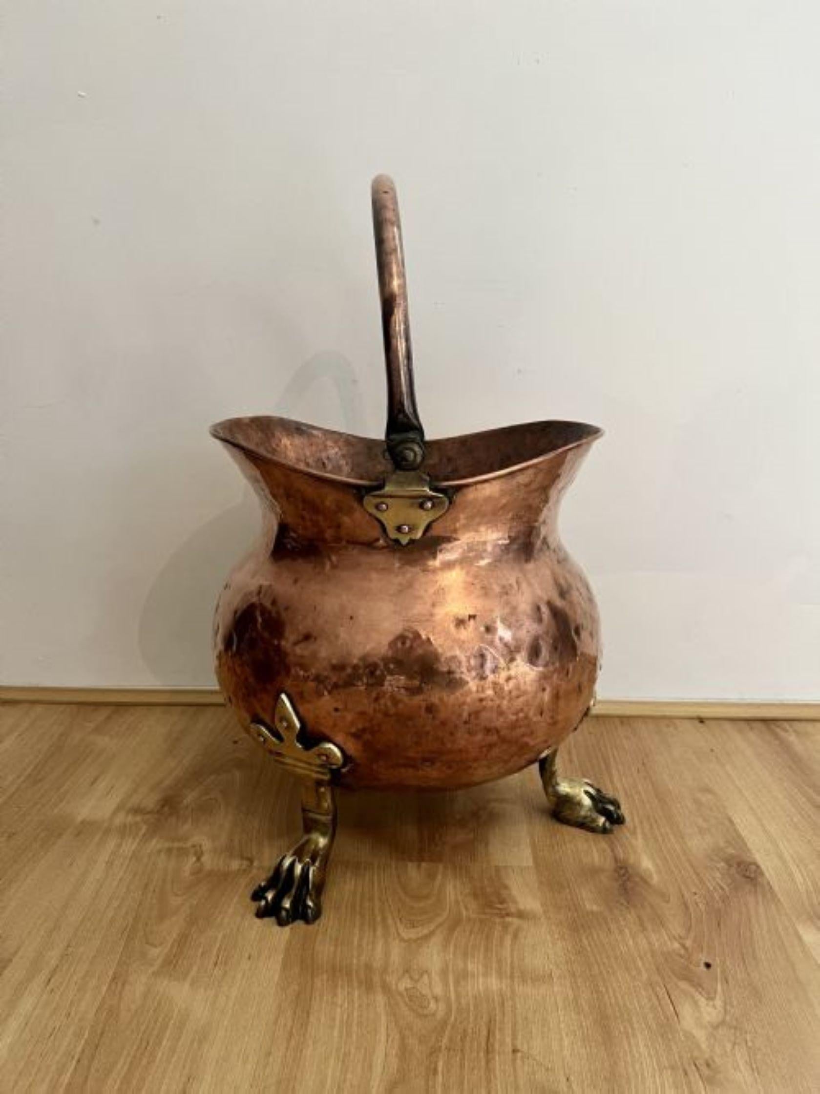 19th Century Outstanding quality antique Victorian large copper coal scuttle  For Sale