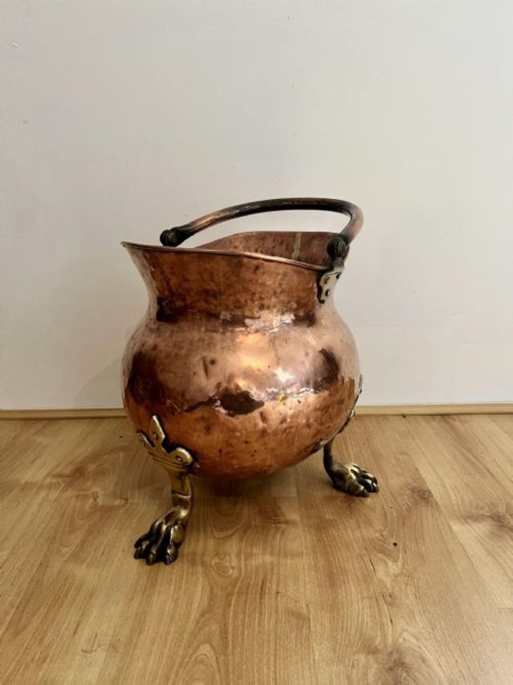 Outstanding quality antique Victorian large copper coal scuttle  For Sale 2