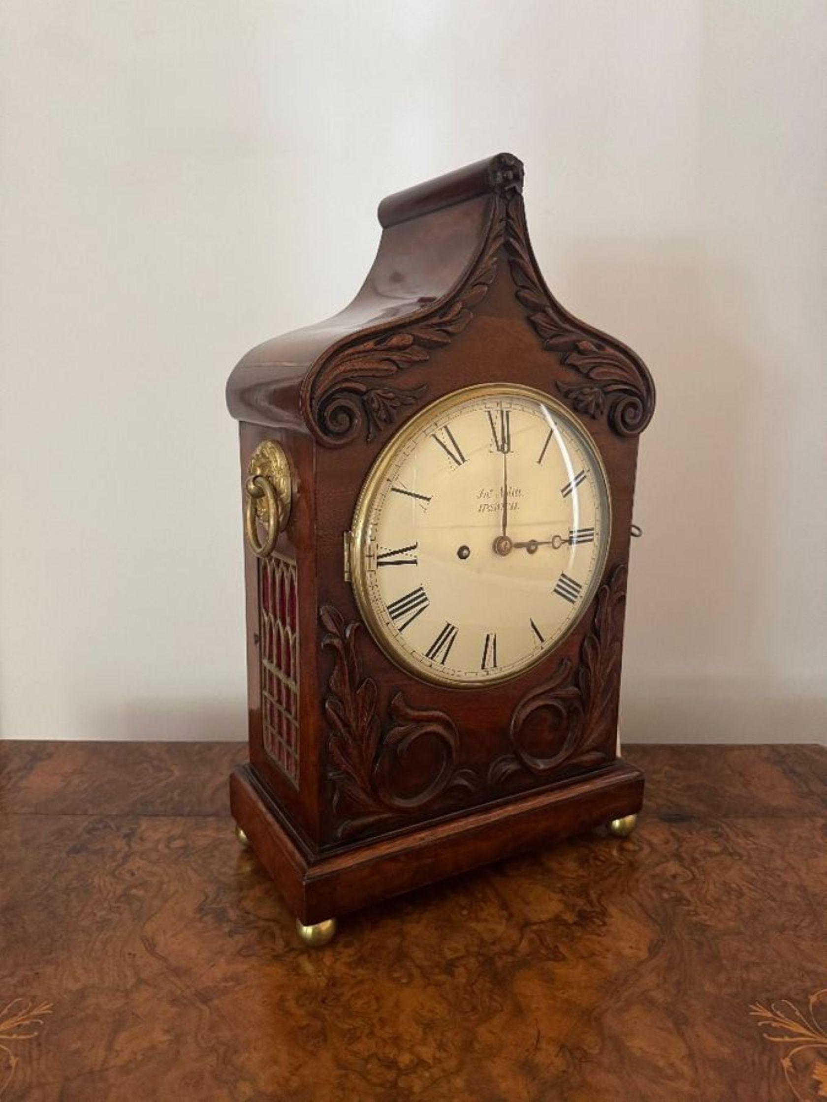 Hand-Carved Outstanding quality antique Victorian mahogany bracket clock For Sale