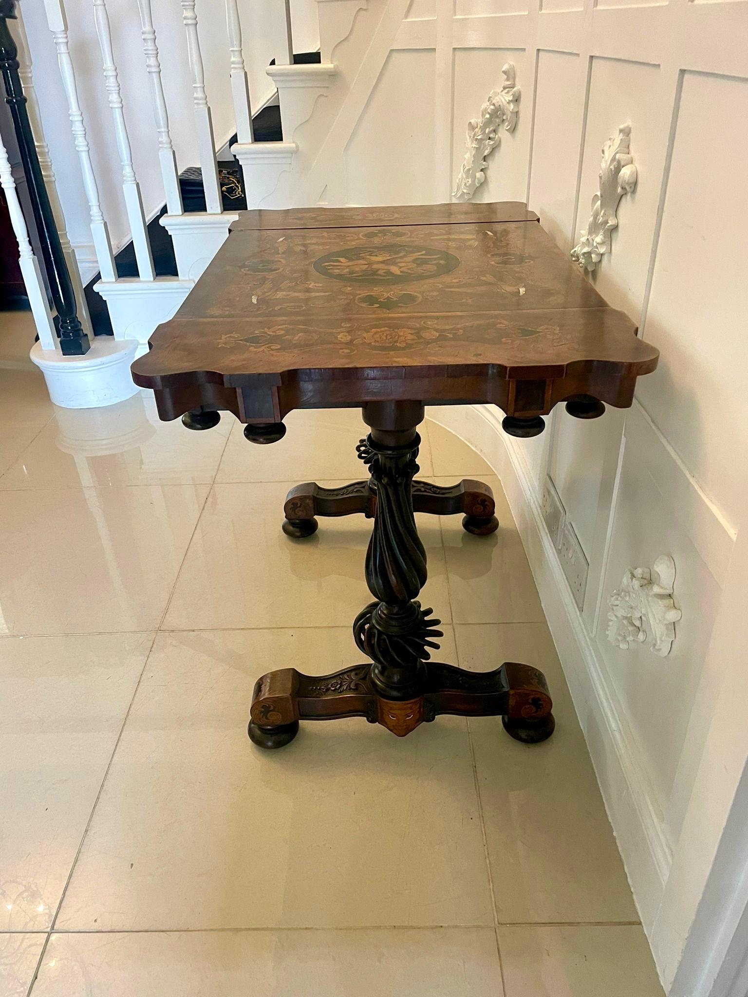Inlay Outstanding Quality Antique Victorian Marquetry Inlaid Burr Walnut Games Table For Sale