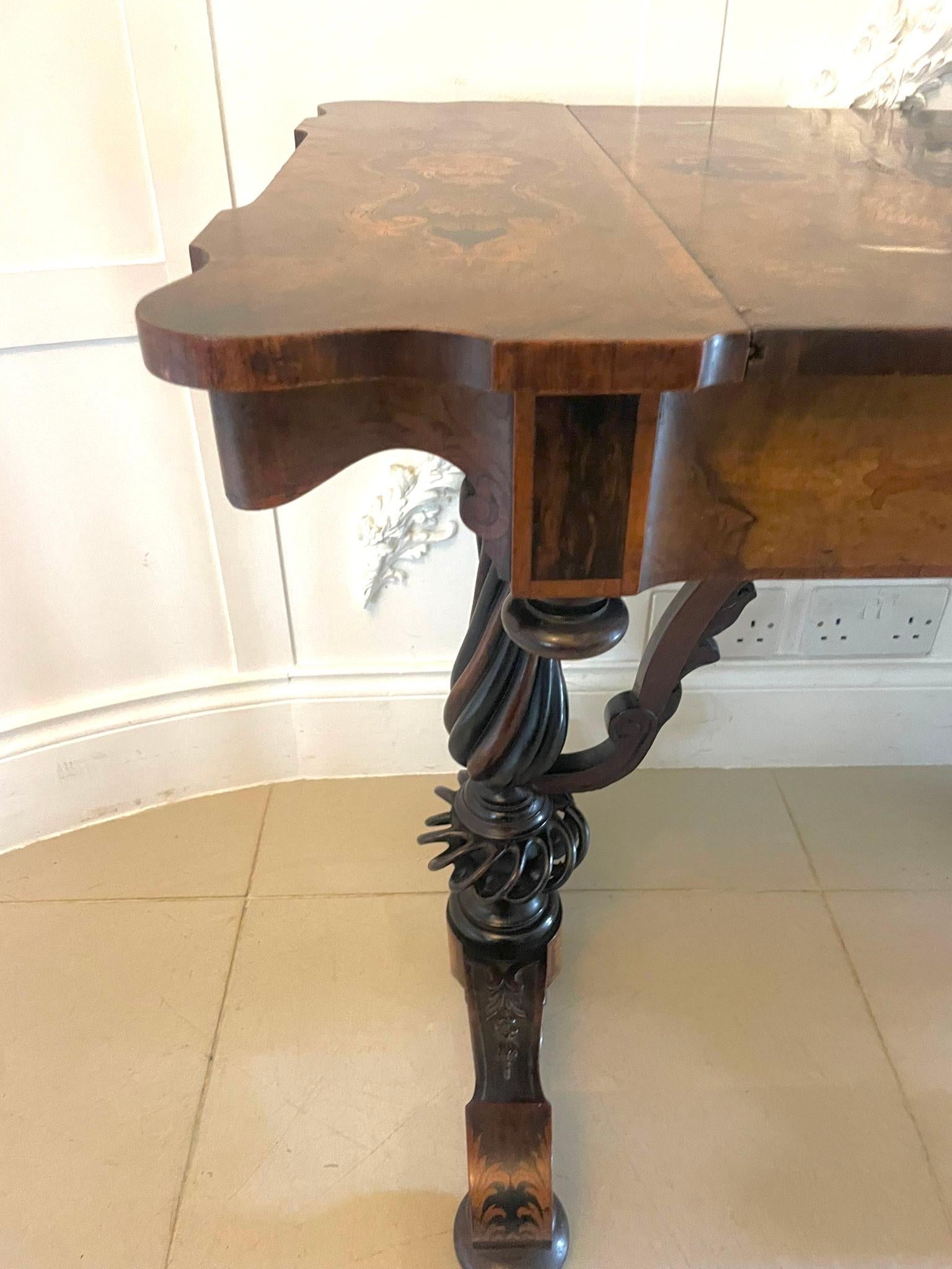 Outstanding Quality Antique Victorian Marquetry Inlaid Burr Walnut Games Table For Sale 7