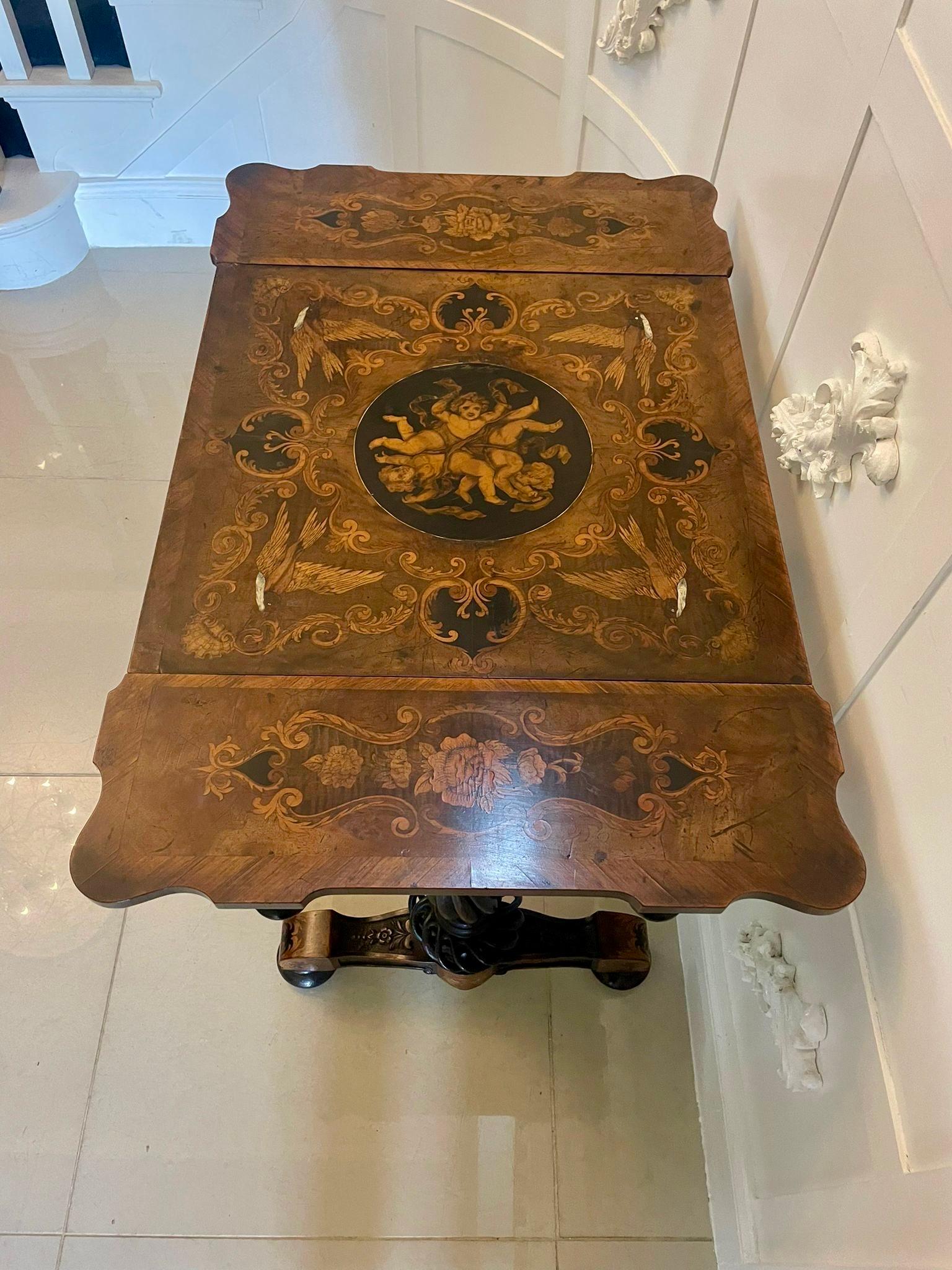 Outstanding Quality Antique Victorian Marquetry Inlaid Burr Walnut Games Table For Sale 11