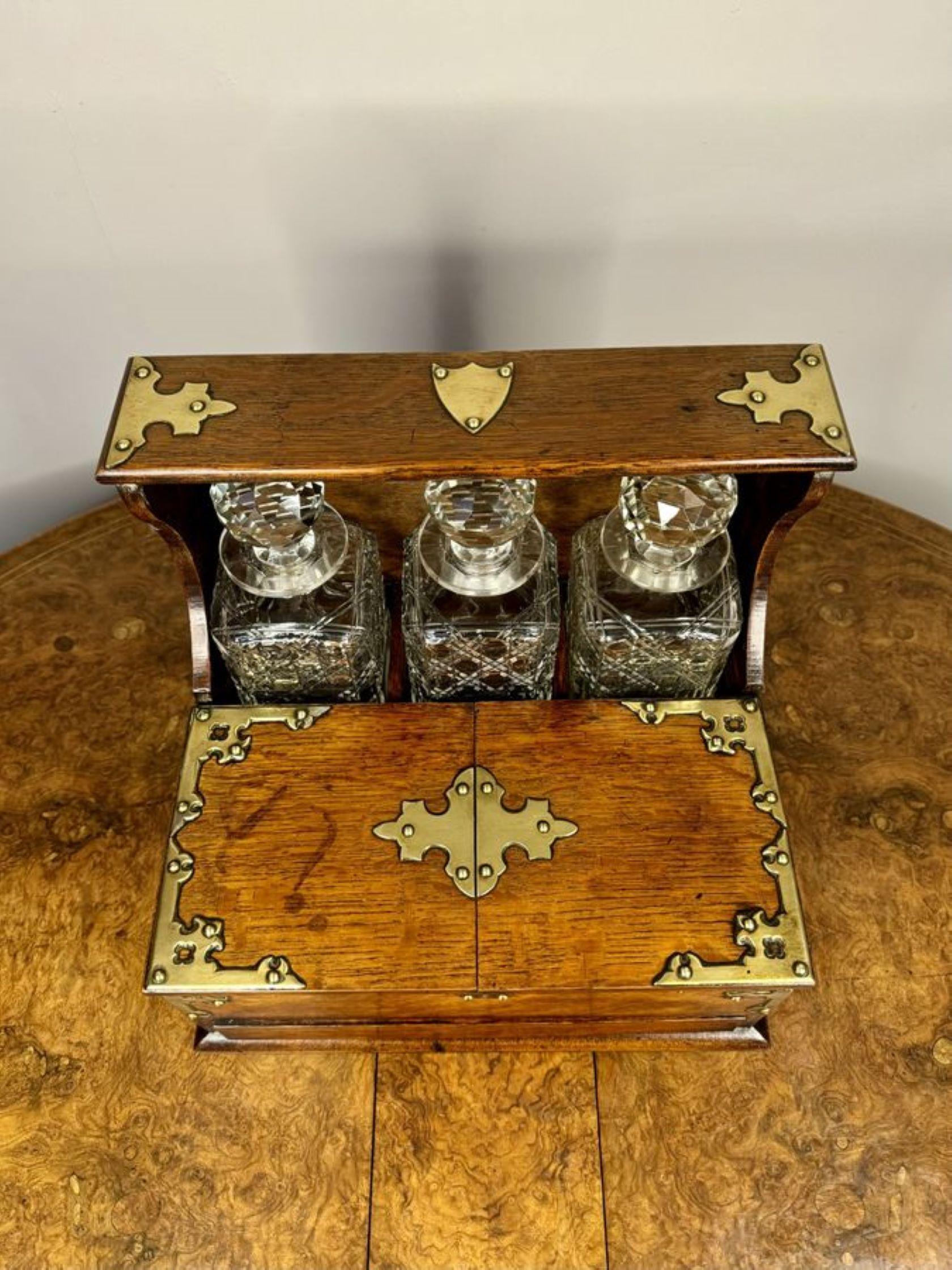 Early Victorian Outstanding quality antique Victorian oak tantalus and games box