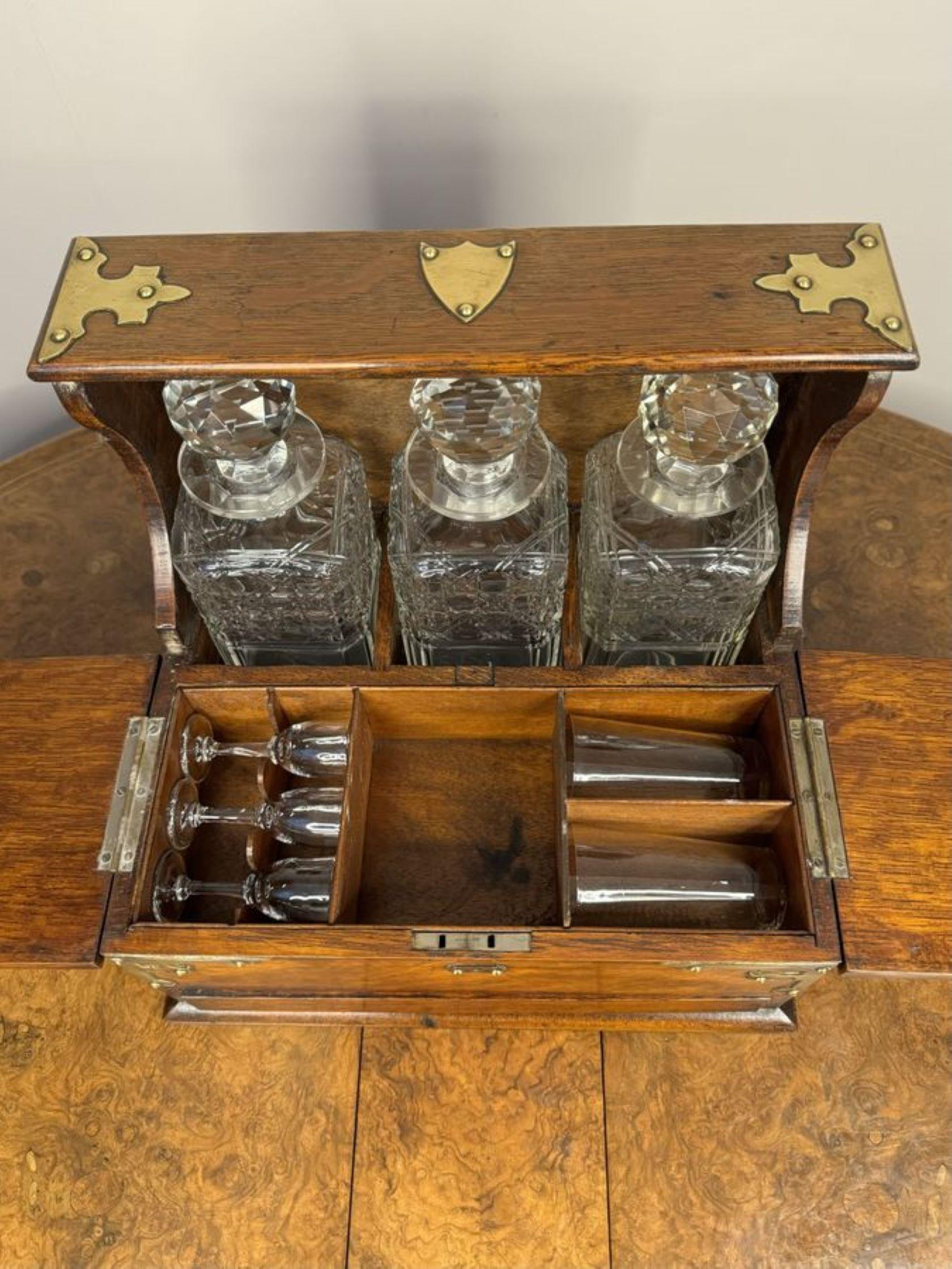 19th Century Outstanding quality antique Victorian oak tantalus and games box