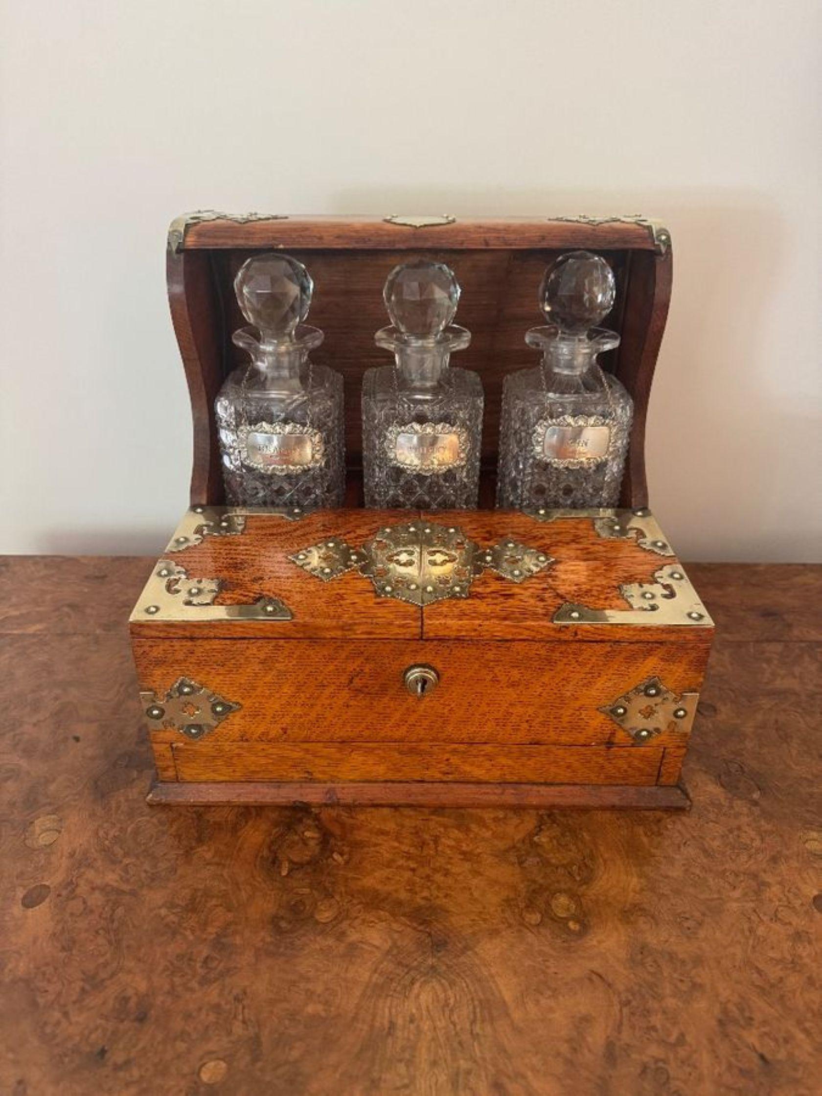 19th Century Outstanding quality antique Victorian oak tantalus and games box For Sale