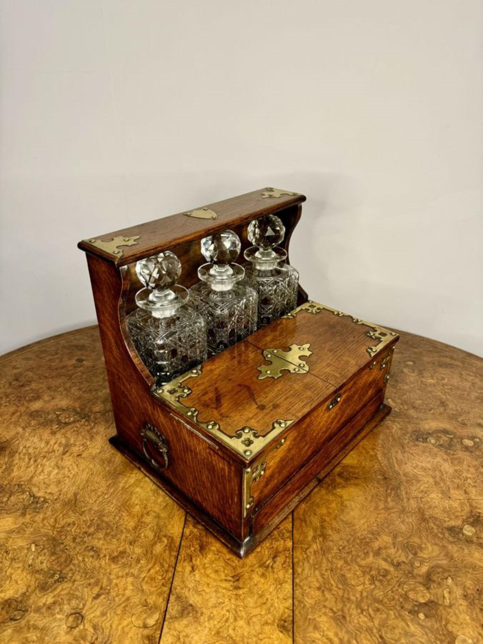 Outstanding quality antique Victorian oak tantalus and games box 1