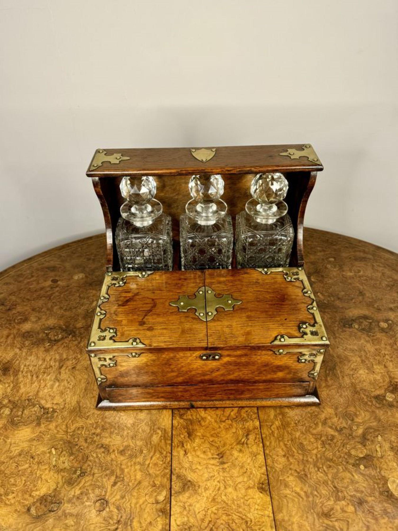 Outstanding quality antique Victorian oak tantalus and games box 2