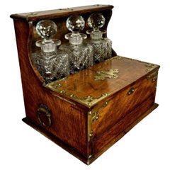 Outstanding quality antique Victorian oak tantalus and games box