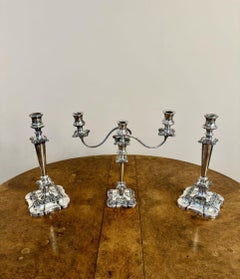 Outstanding quality antique Victorian ornate silver plated candelabra and candle