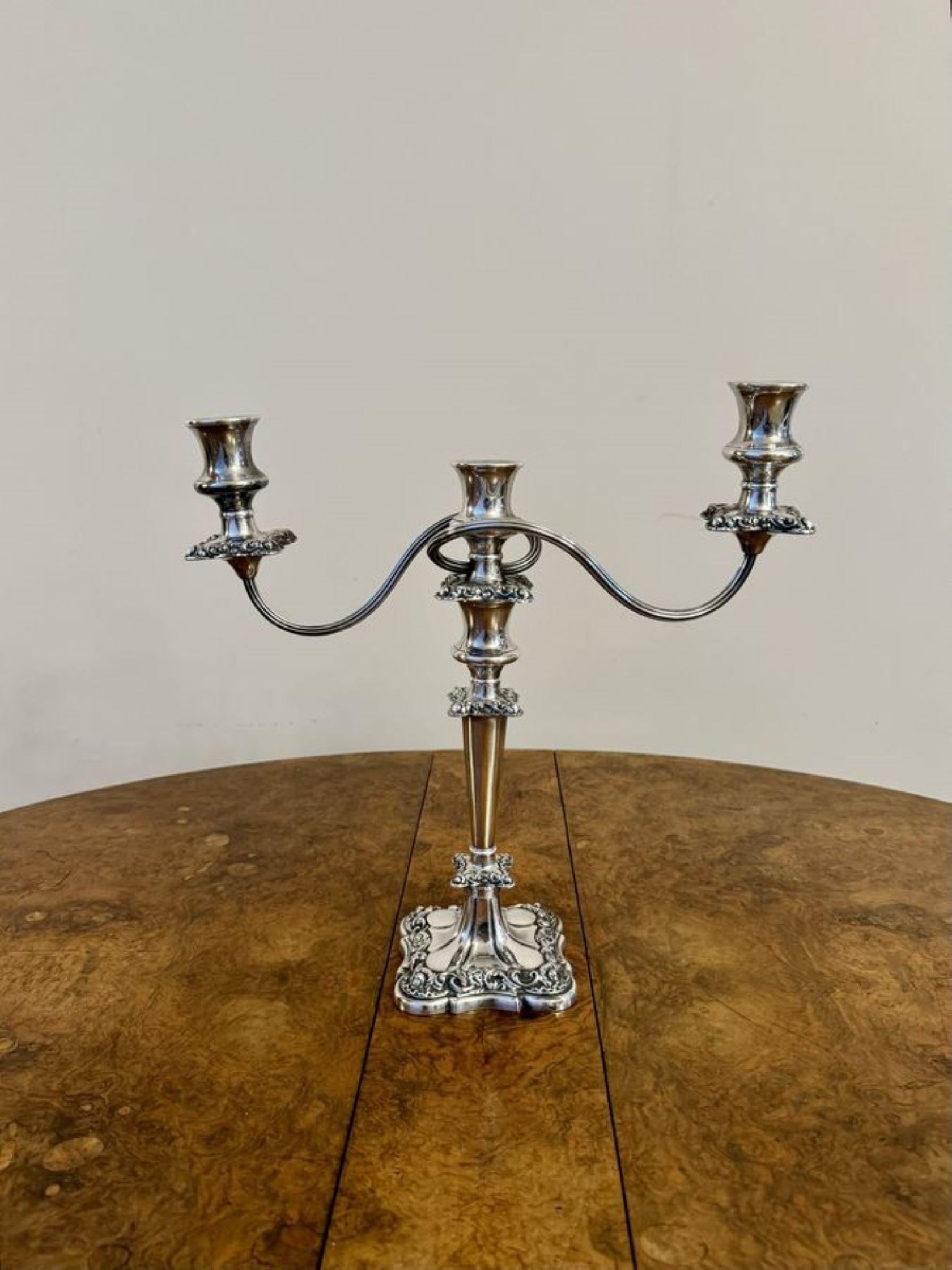 Early Victorian Outstanding quality antique Victorian ornate silver plated candelabra and candle For Sale