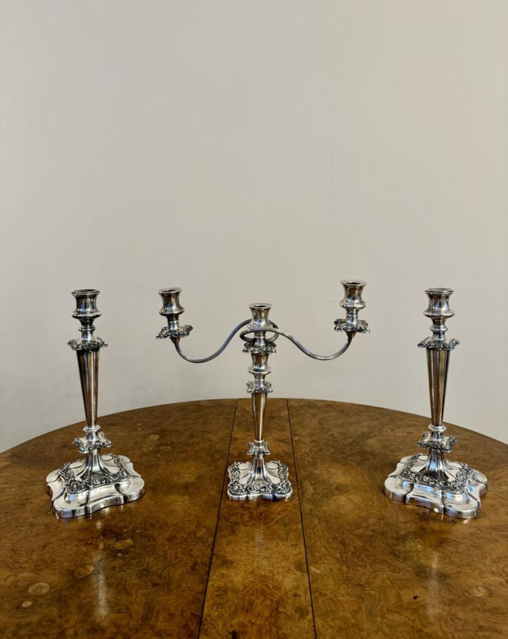 19th Century Outstanding quality antique Victorian ornate silver plated candelabra and candle For Sale