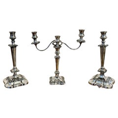 Outstanding quality Antique Victorian ornate silver plated candelabra and candle