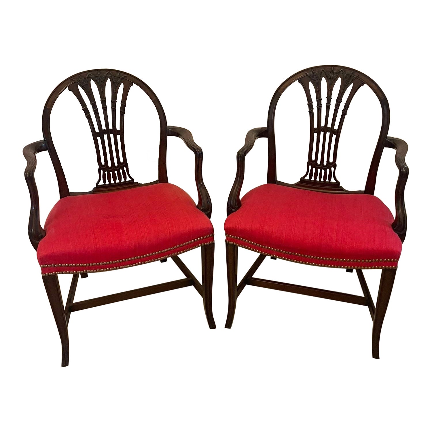 Outstanding Quality Antique Victorian Pair of Carved Mahogany Desk Chairs