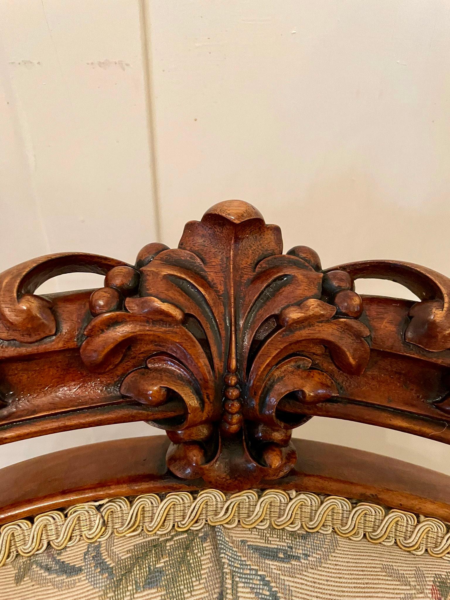 Outstanding Quality Antique Victorian Pair of Carved Walnut Chairs For Sale 4
