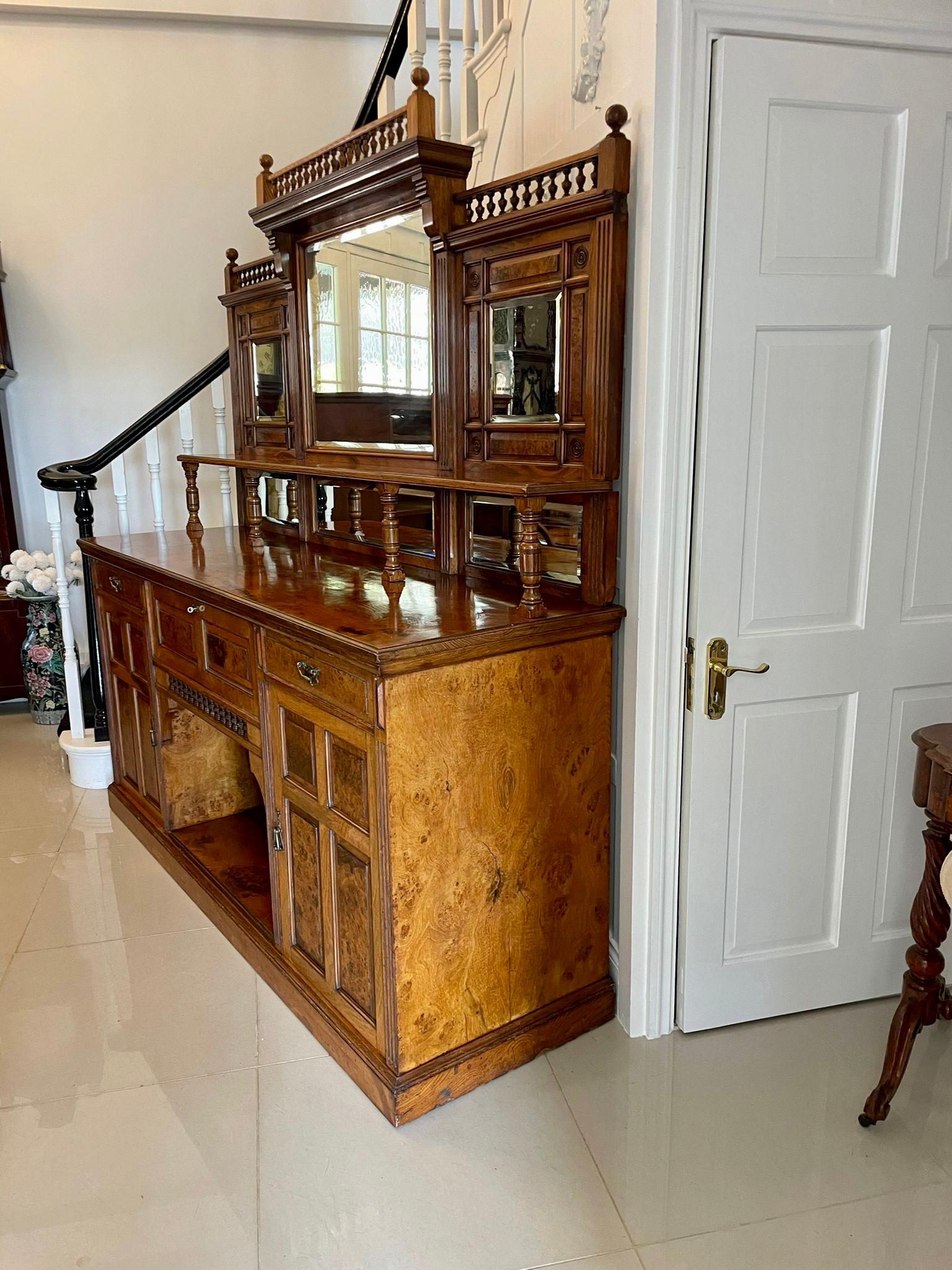 Outstanding Quality Antique Victorian Pollard Oak Mirror Back Sideboard  For Sale 7