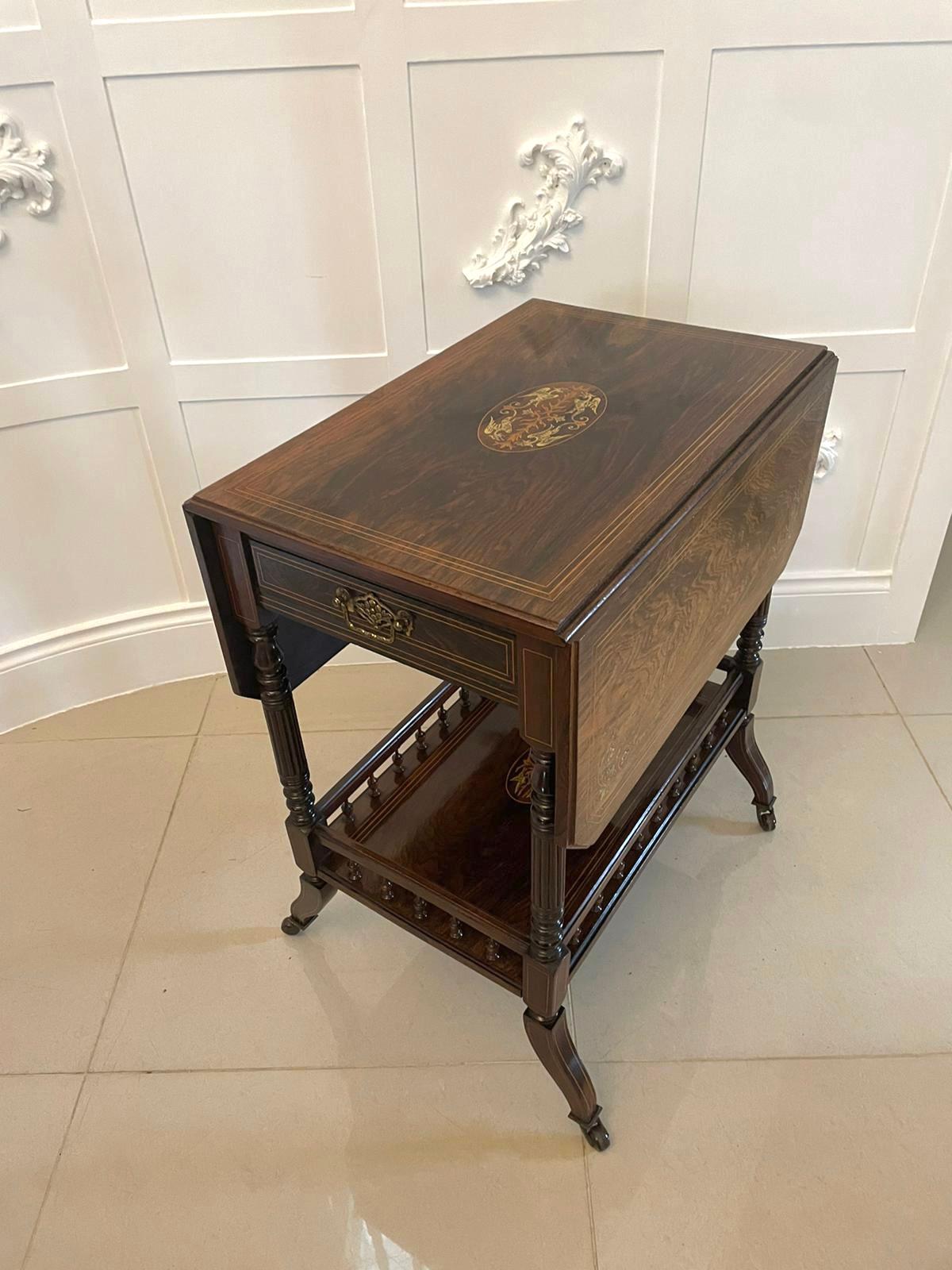 English Outstanding Quality Antique Victorian Rosewood Inlaid Centre Table  For Sale
