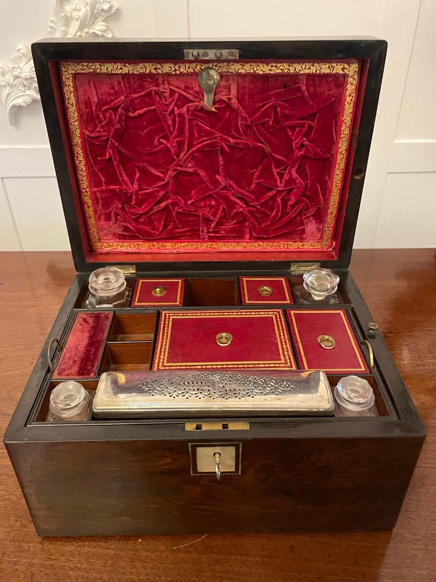 English Outstanding Quality Antique Victorian Rosewood Jewellery And Vanity Box For Sale