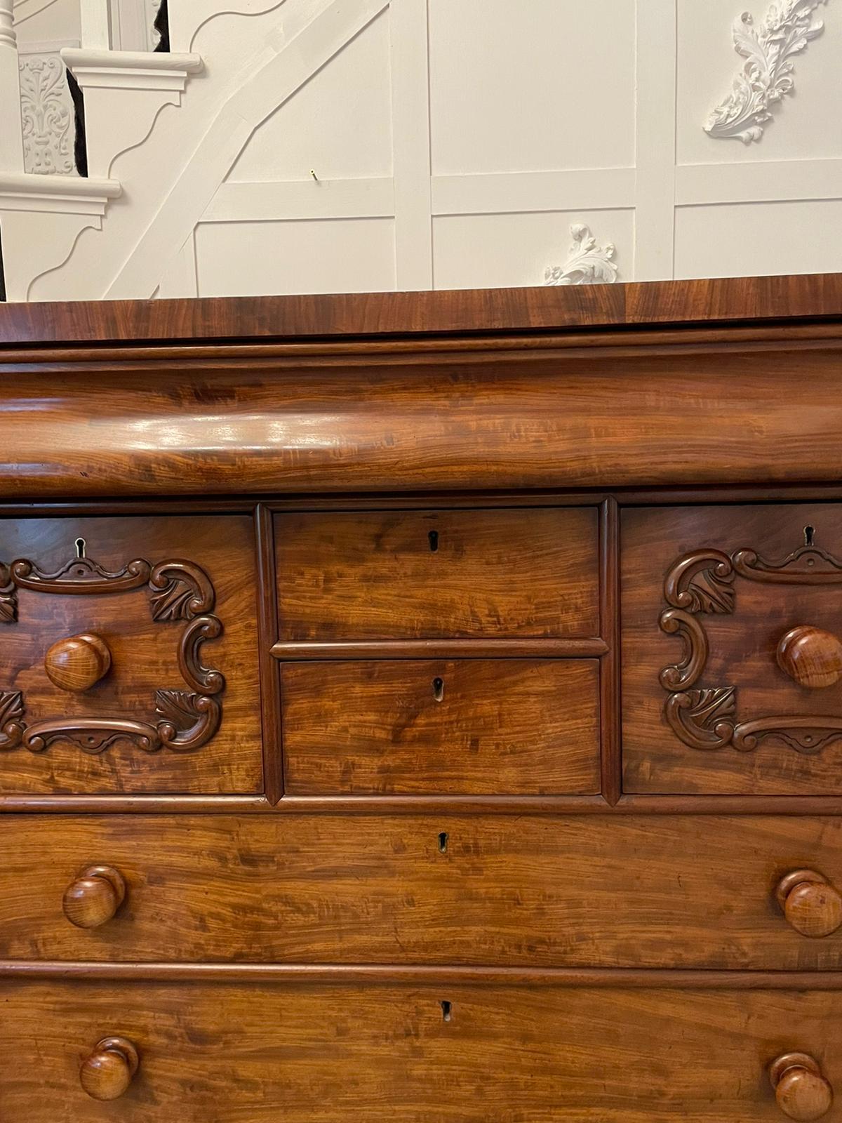Outstanding Quality Antique Victorian Scottish Figured Mahogany Chest of Drawers In Good Condition In Suffolk, GB