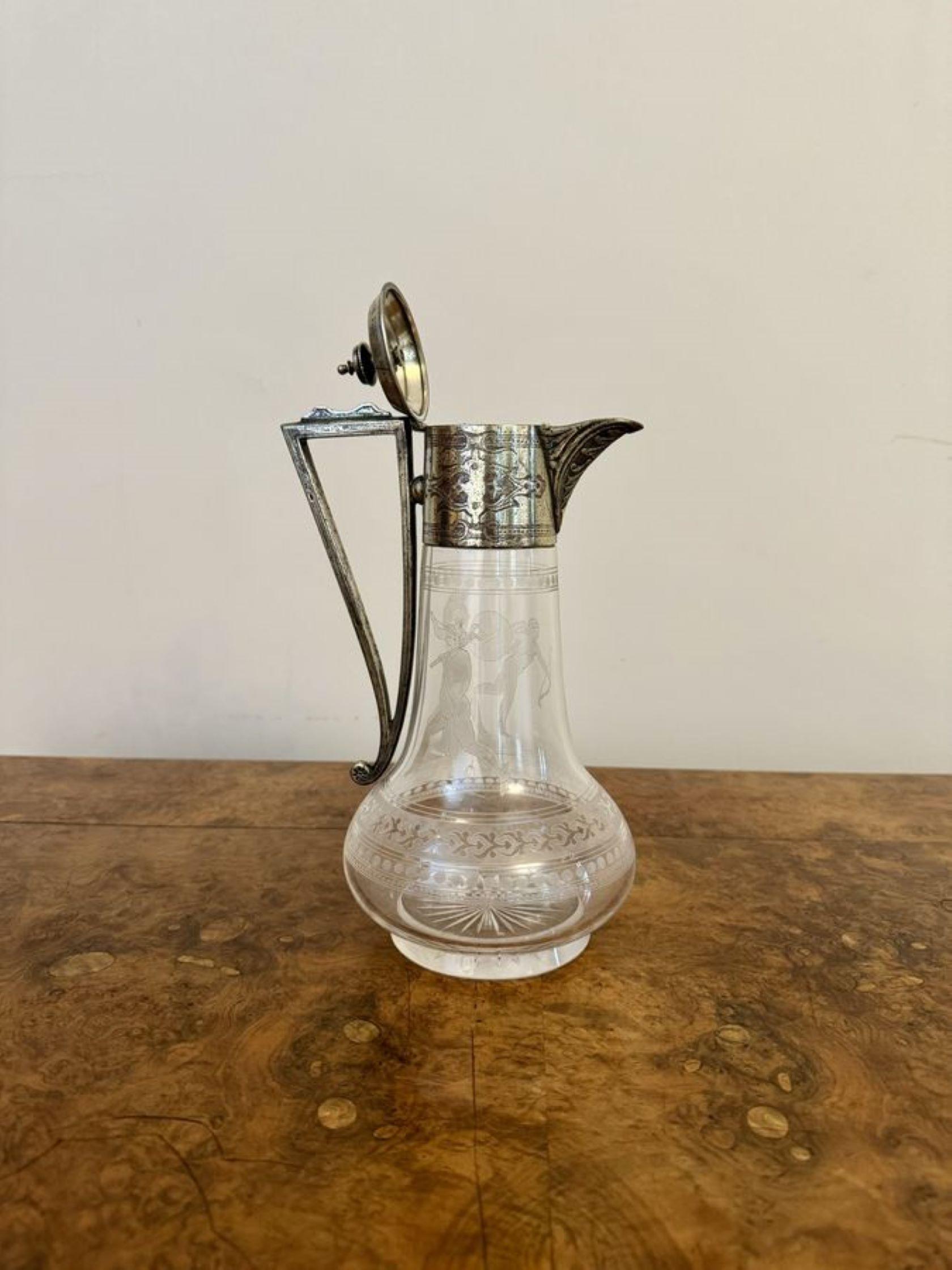 Outstanding quality antique Victorian silver plated claret jug by John Northwood In Good Condition For Sale In Ipswich, GB