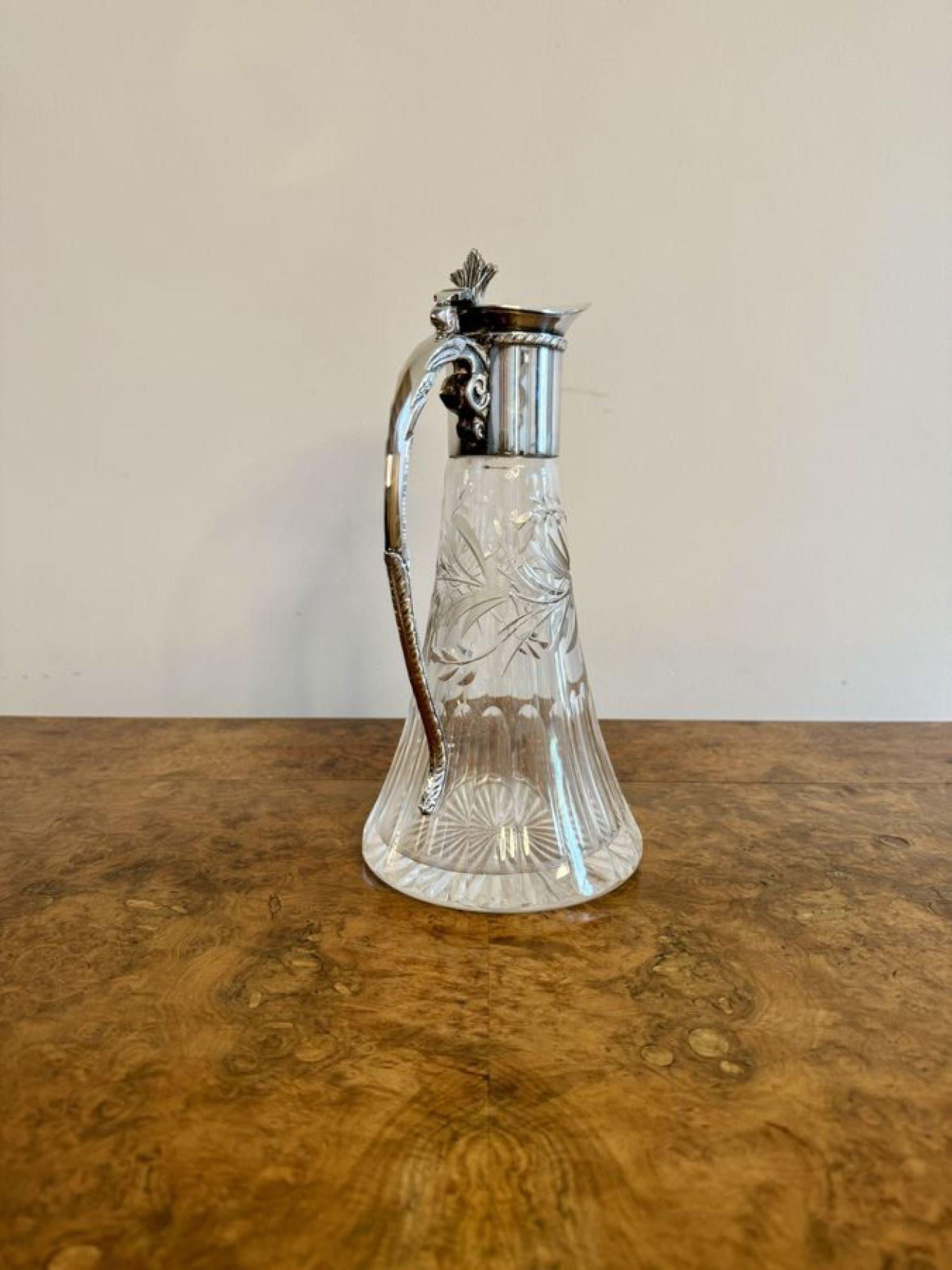 Outstanding quality antique Victorian silver plated claret jug  In Good Condition For Sale In Ipswich, GB